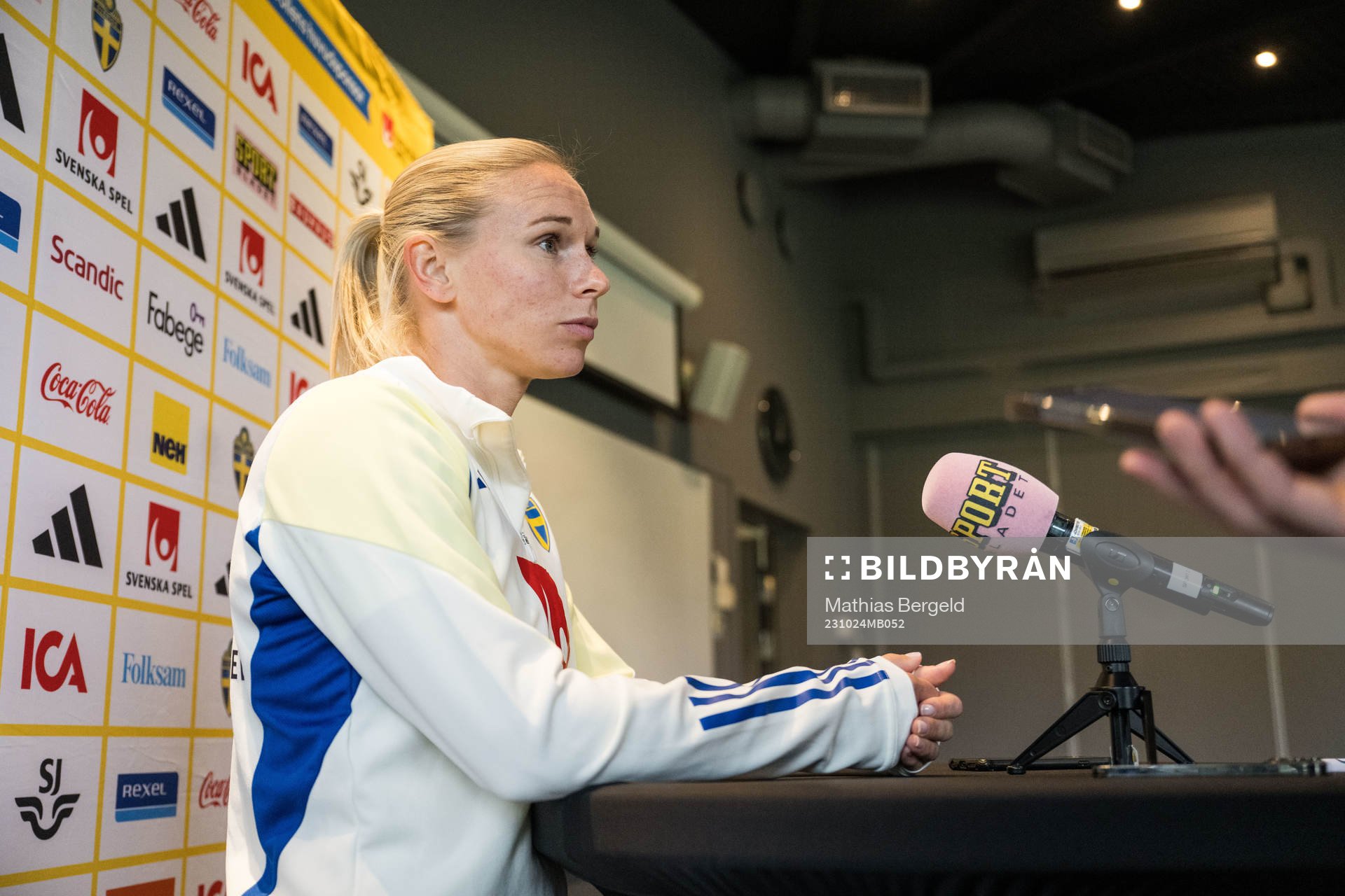 Jonna Andersson of Sweden is interviewed