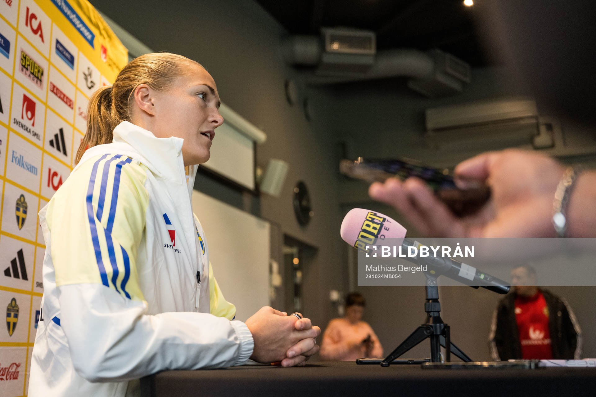 Magdalena Eriksson of Sweden is interviewed