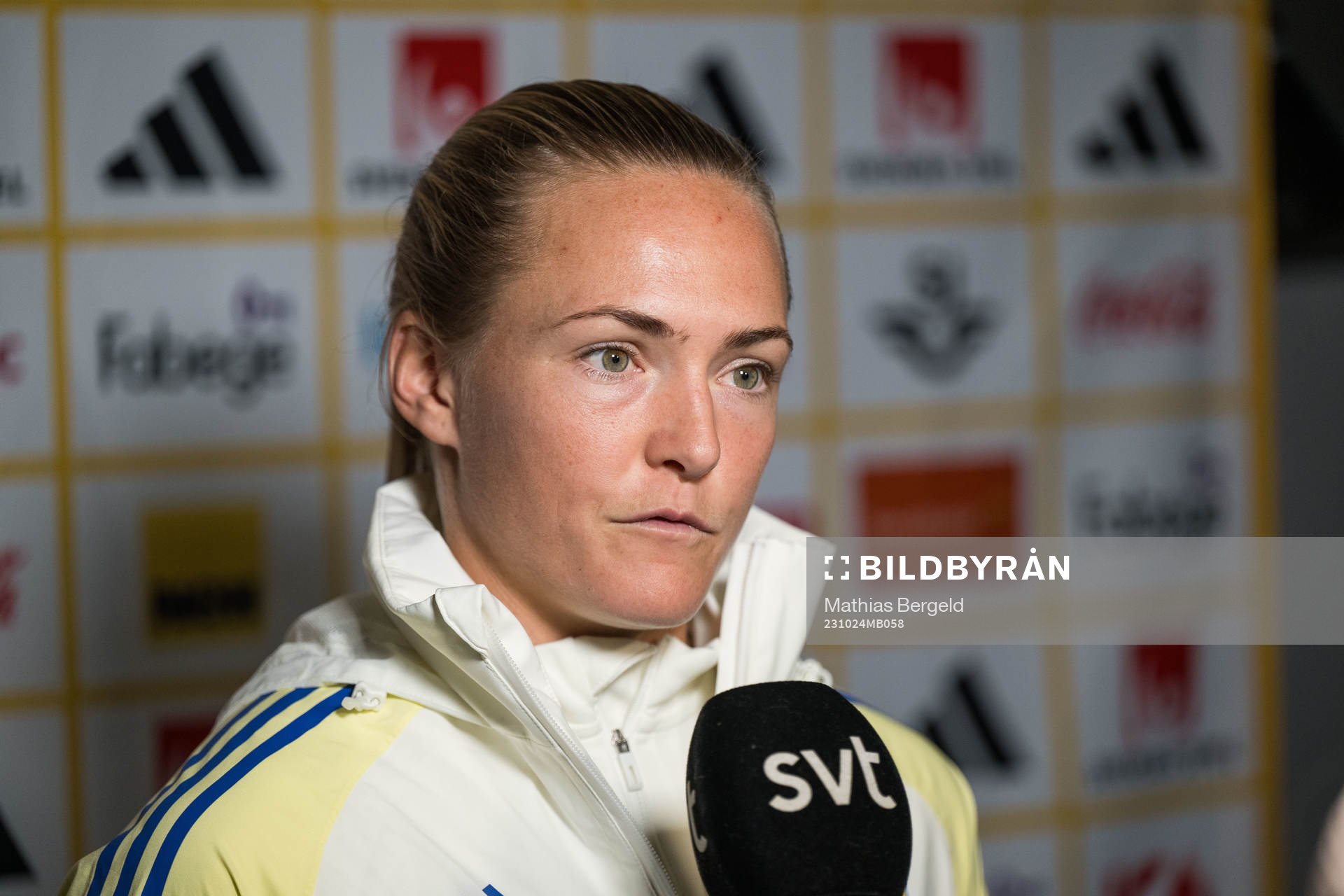 Magdalena Eriksson of Sweden is interviewed