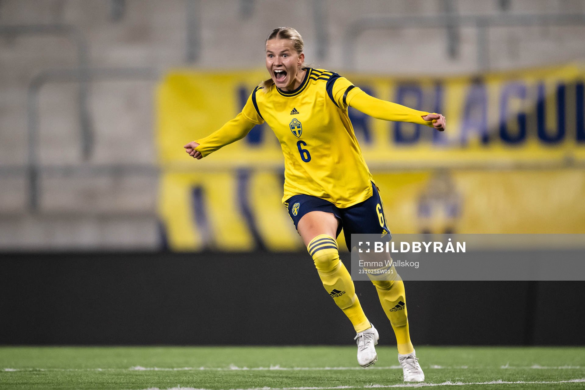 Sara Frigren of Sweden celebrates