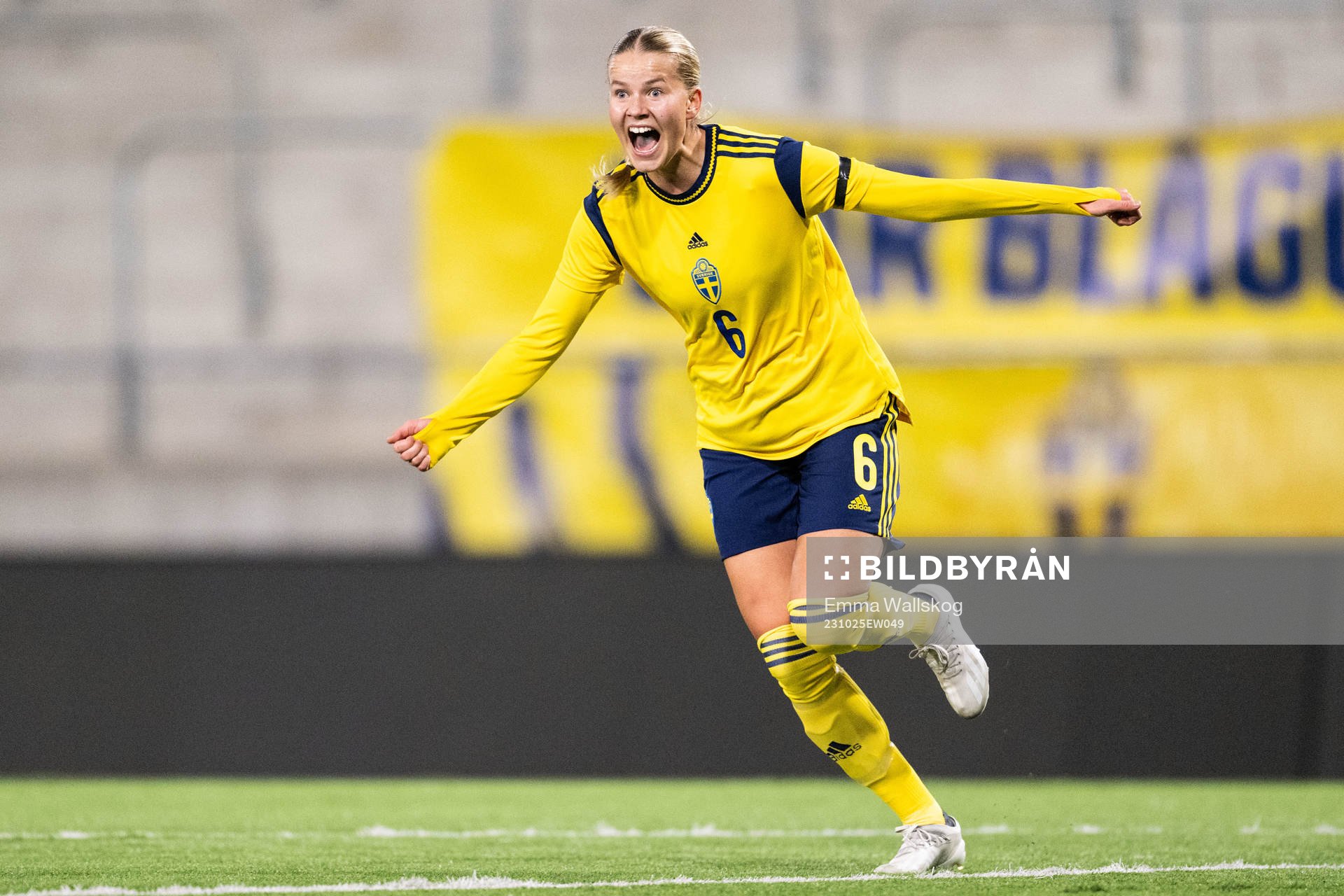 Sara Frigren of Sweden celebrates