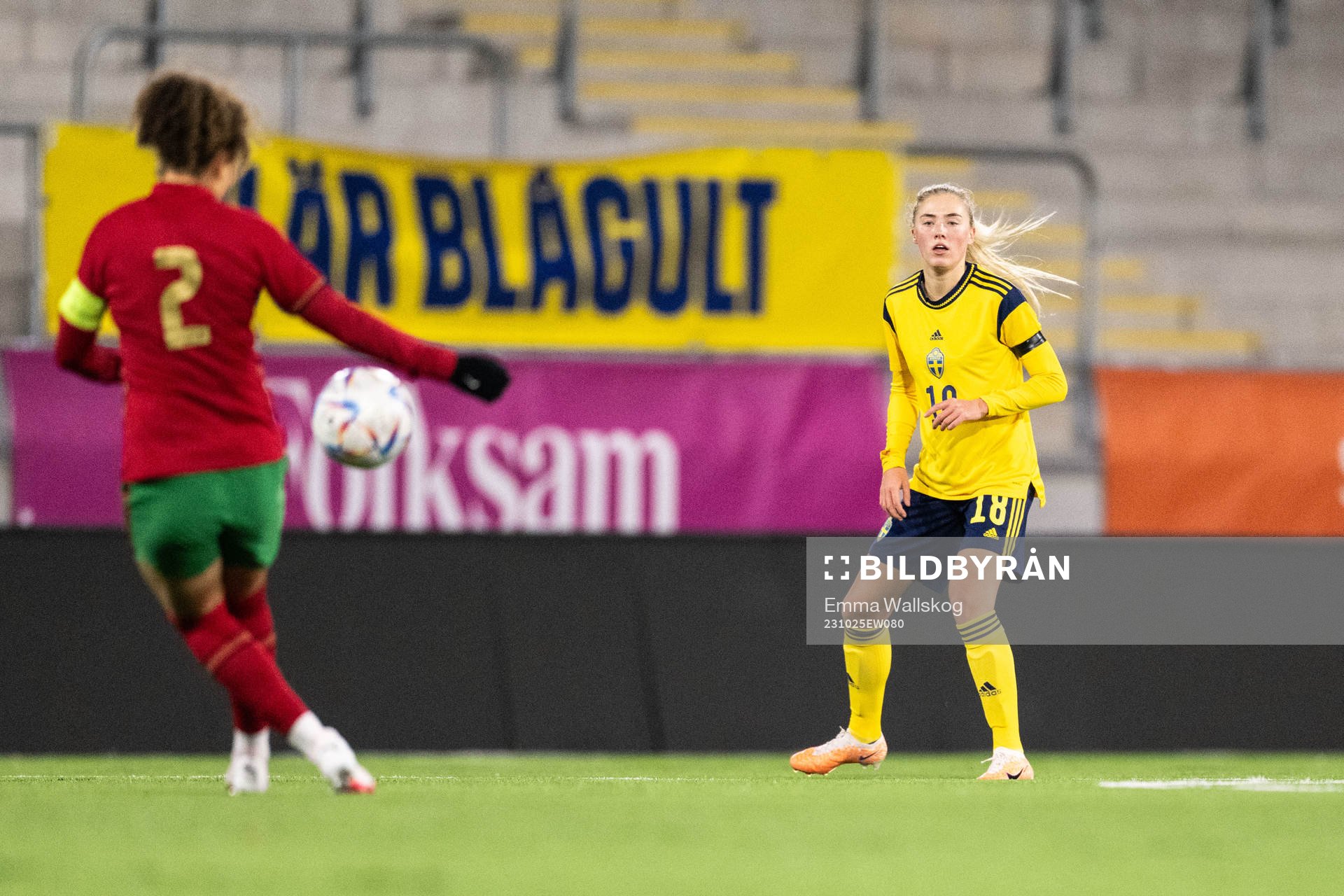 Ida Björnberg of Sweden during the UEFA Women's Under-19 Euro Qualifier football match between Sweden and Portugal on October 25, 2023 in Västerås. 