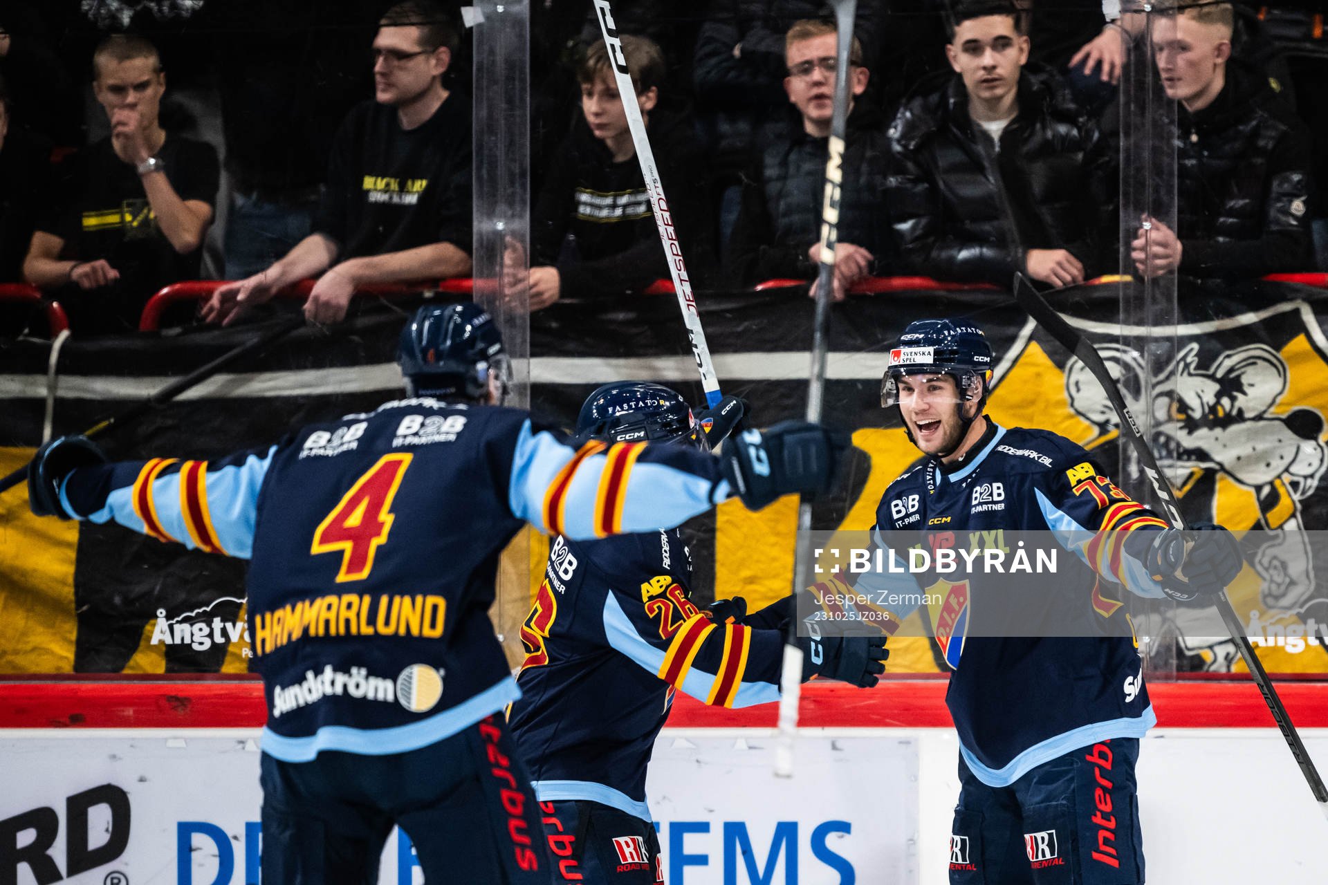 Djurgårdens Anton Gradin jublar med lagkamrater