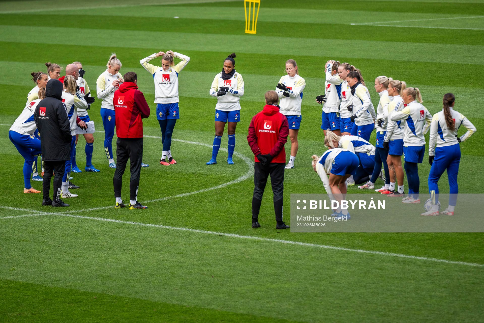 Players of the Swedish women's national football team gather