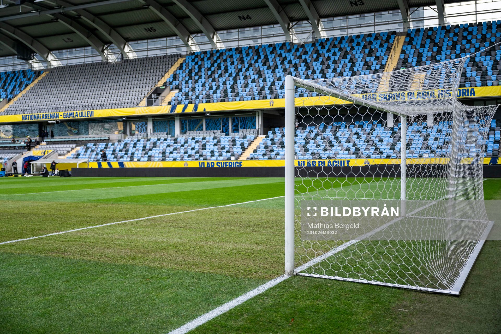 A goal and the pitch at Gamla Ullevi