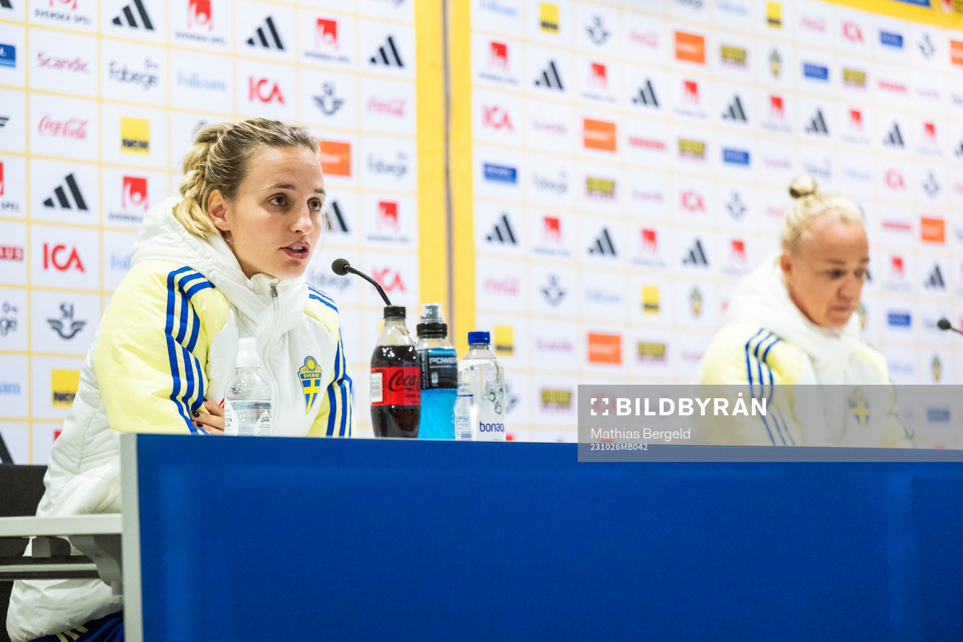 Nathalie Björn and Caroline Seger of the Swedish women's