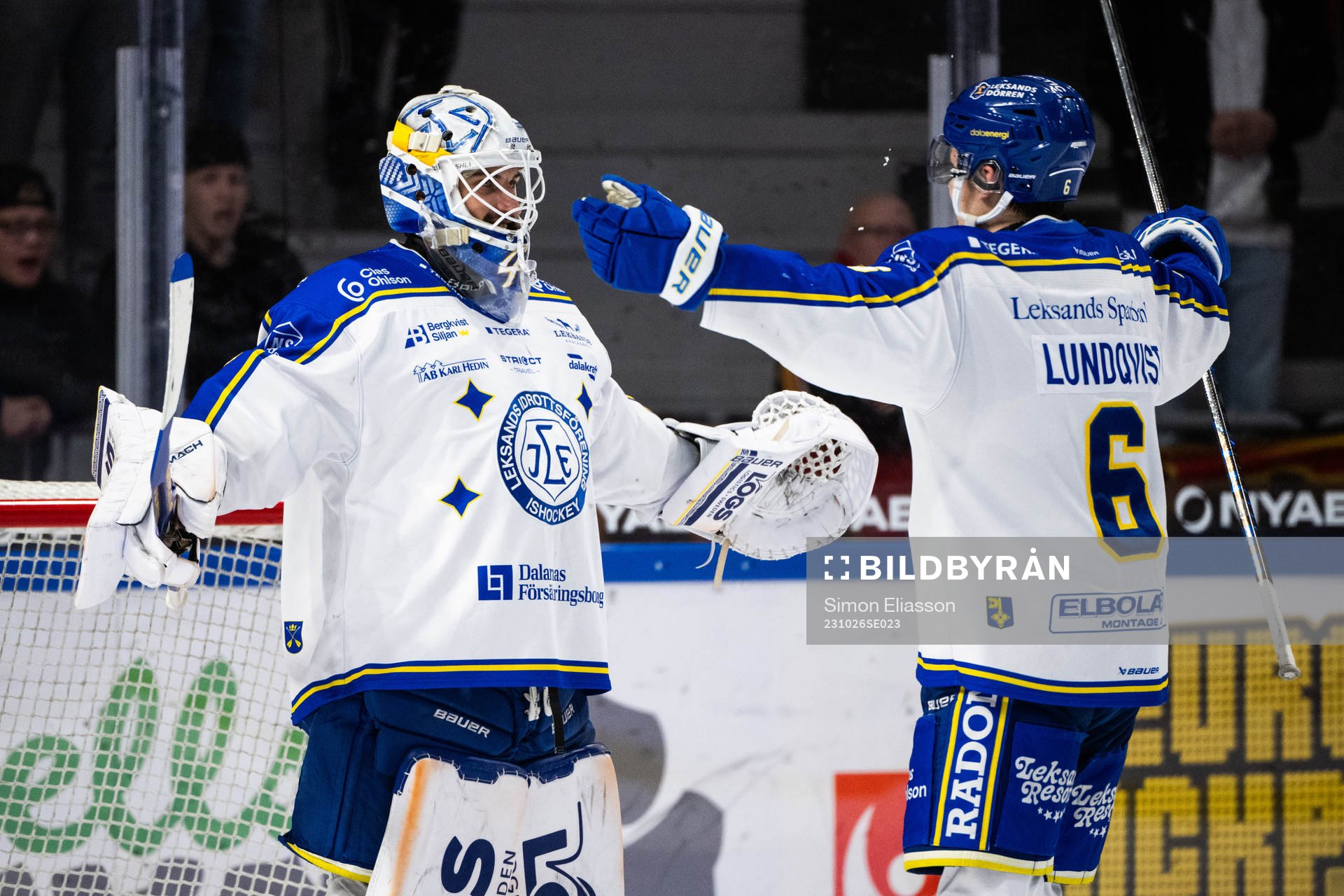 Leksands målvakt Mantas Armalis och Alexander Lundqvist