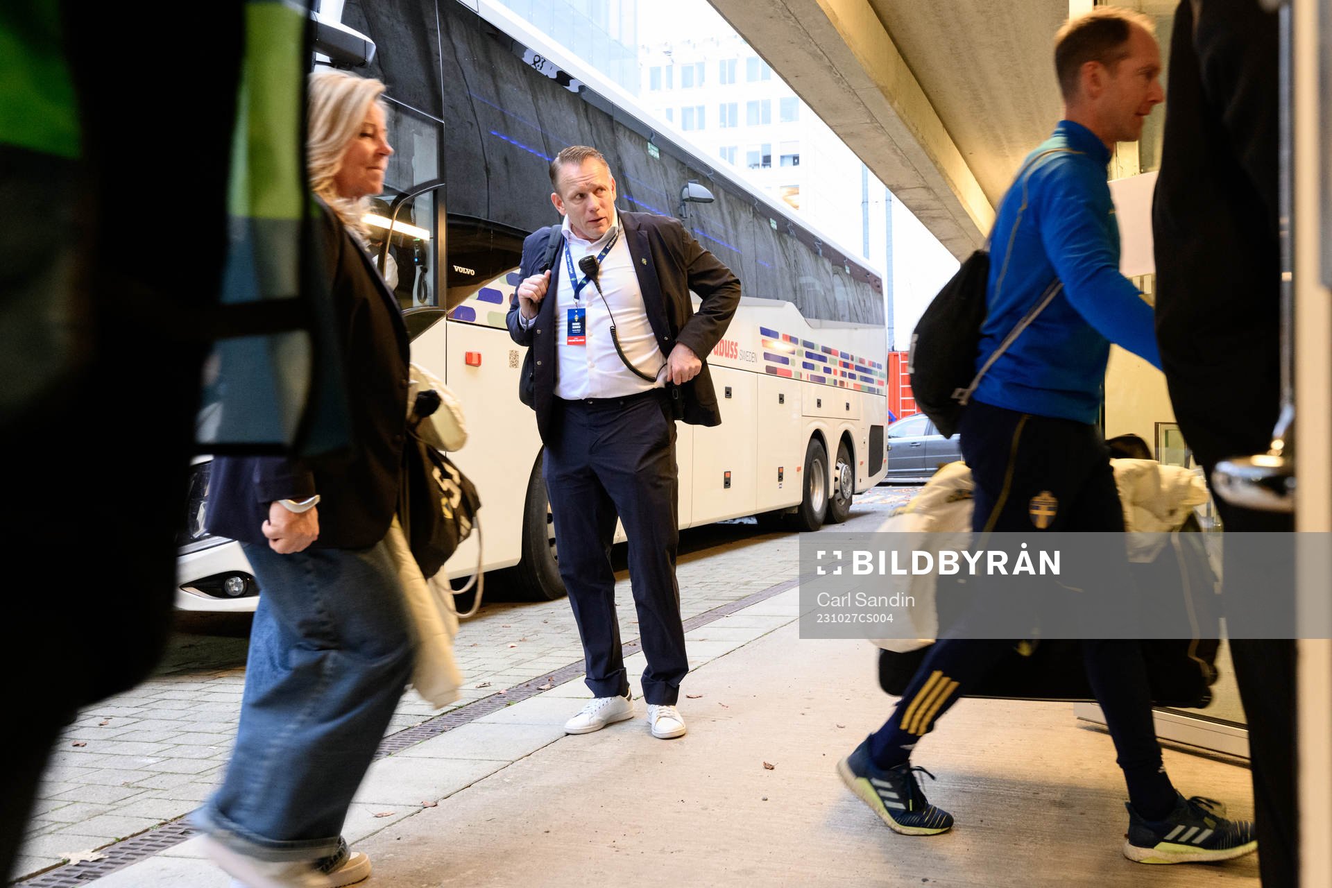 Stefan Dejemyr head of security of Sweden arrives at the
