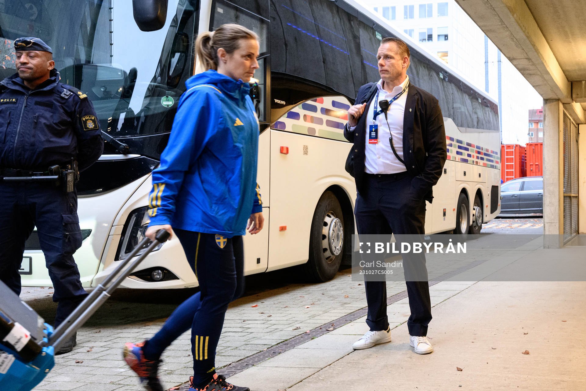 Stefan Dejemyr head of security of Sweden arrives at the