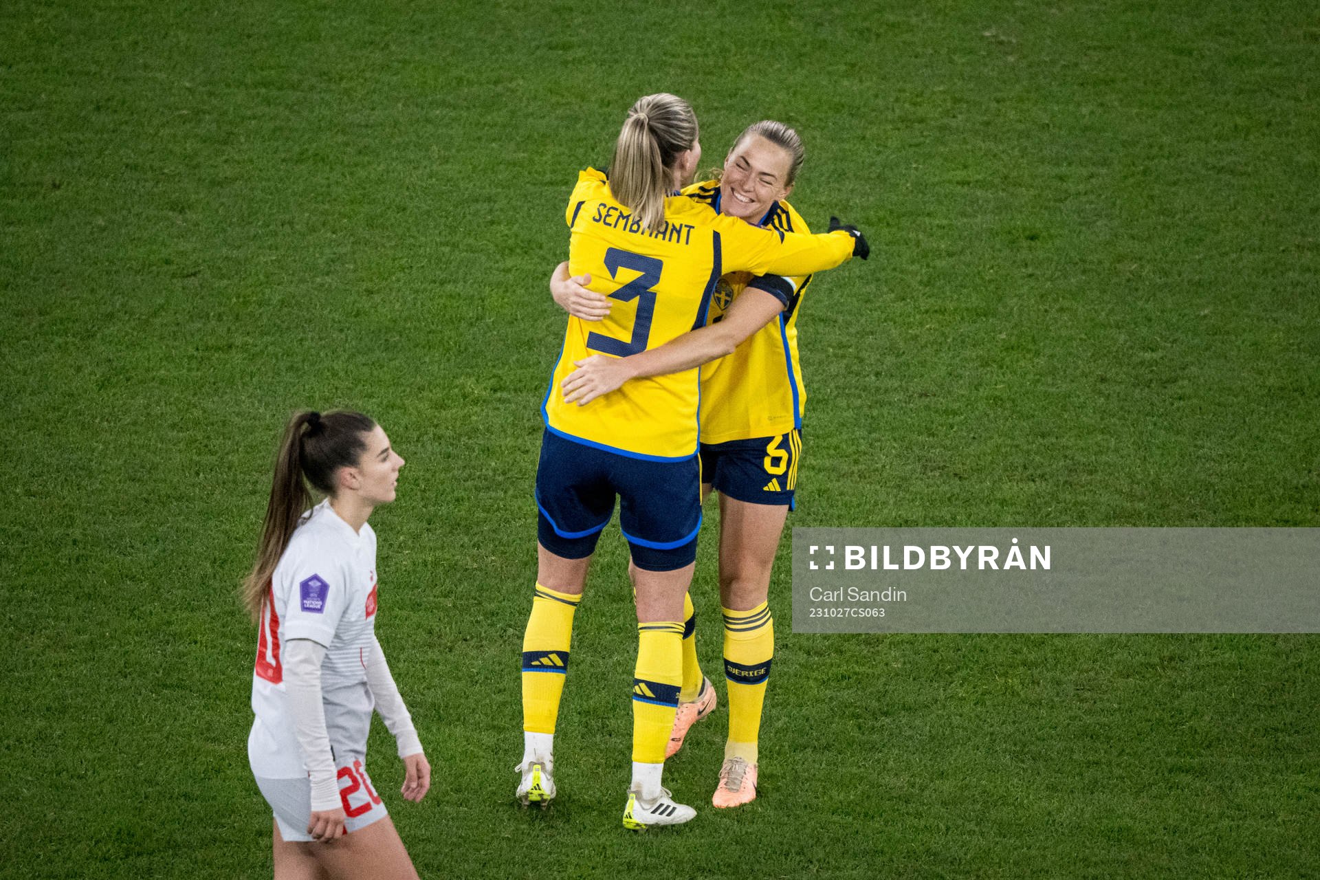 Linda Sembrant and Magdalena Eriksson of Sweden celebrates