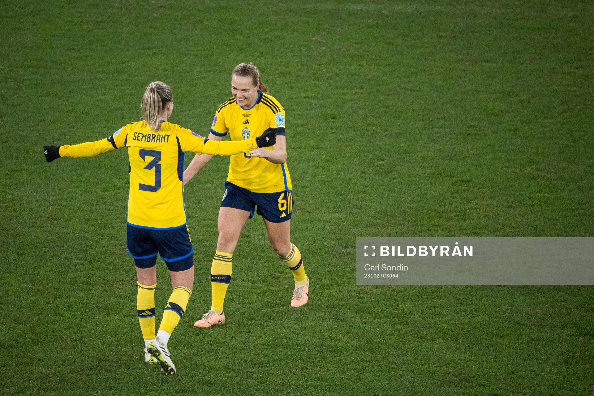 Linda Sembrant and Magdalena Eriksson of Sweden celebrates