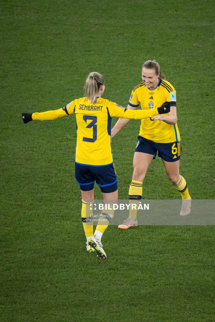 Linda Sembrant and Magdalena Eriksson of Sweden celebrates