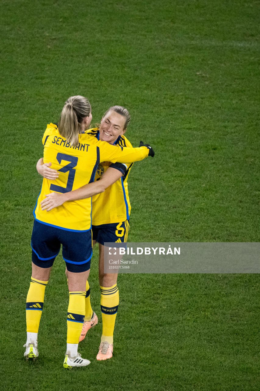 Linda Sembrant and Magdalena Eriksson of Sweden celebrates