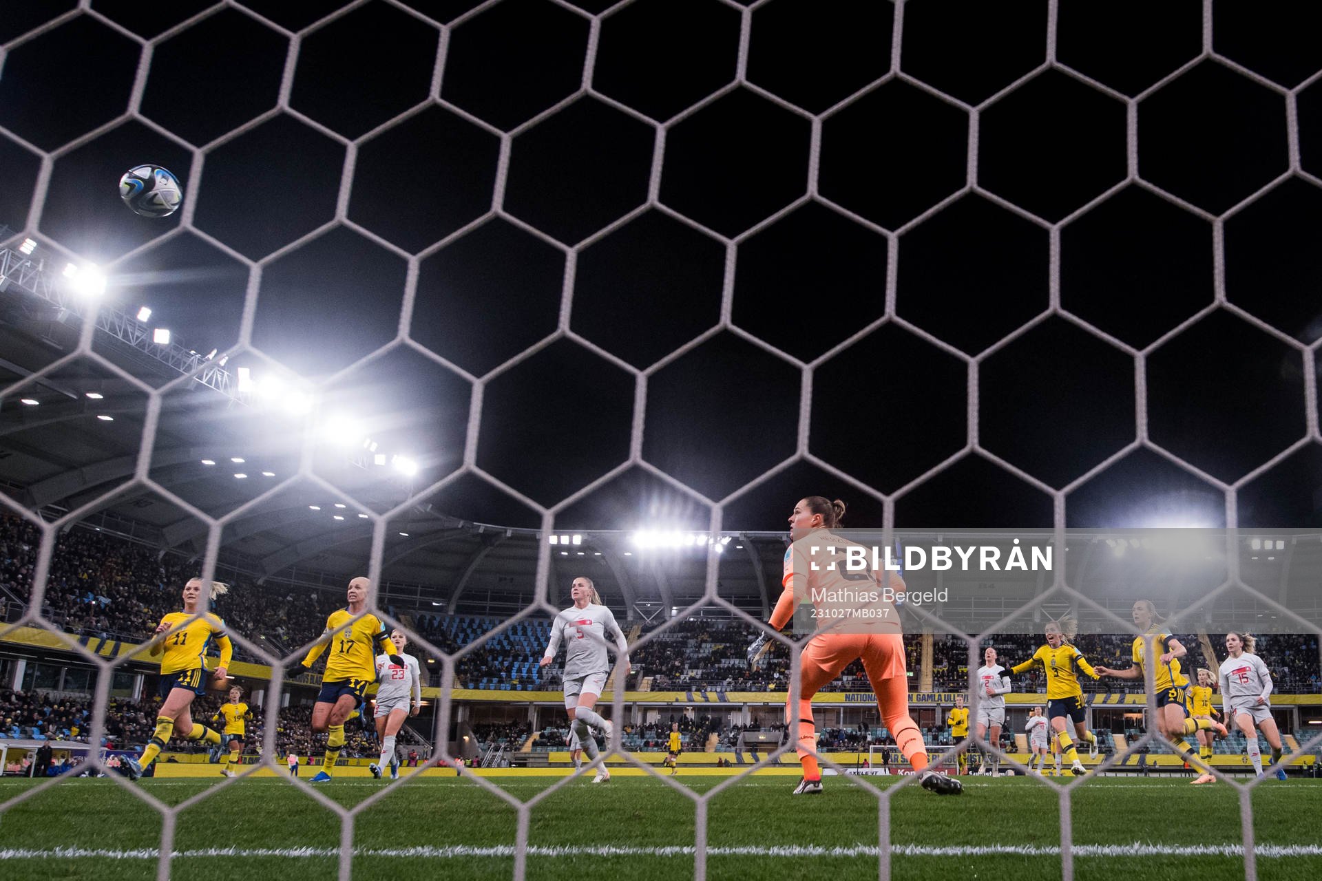 Magdalena Eriksson of Sweden scores the 1-0 goal