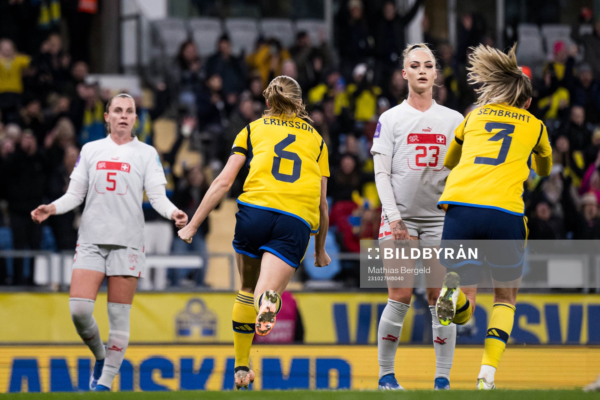 Magdalena Eriksson of Sweden celebrates the 1-0 goal while
