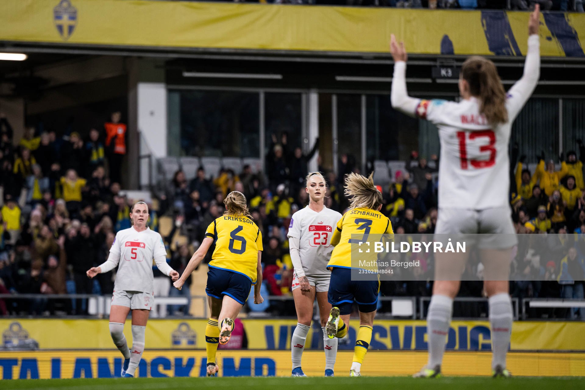 Magdalena Eriksson of Sweden celebrates the 1-0 goal while