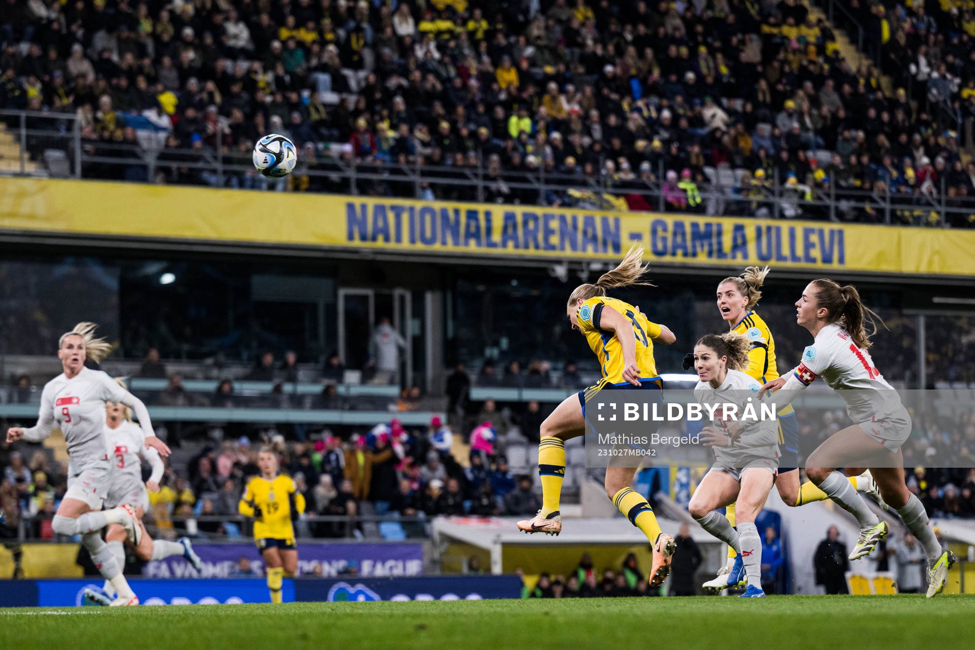 Magdalena Eriksson of Sweden scores the 1-0 goal