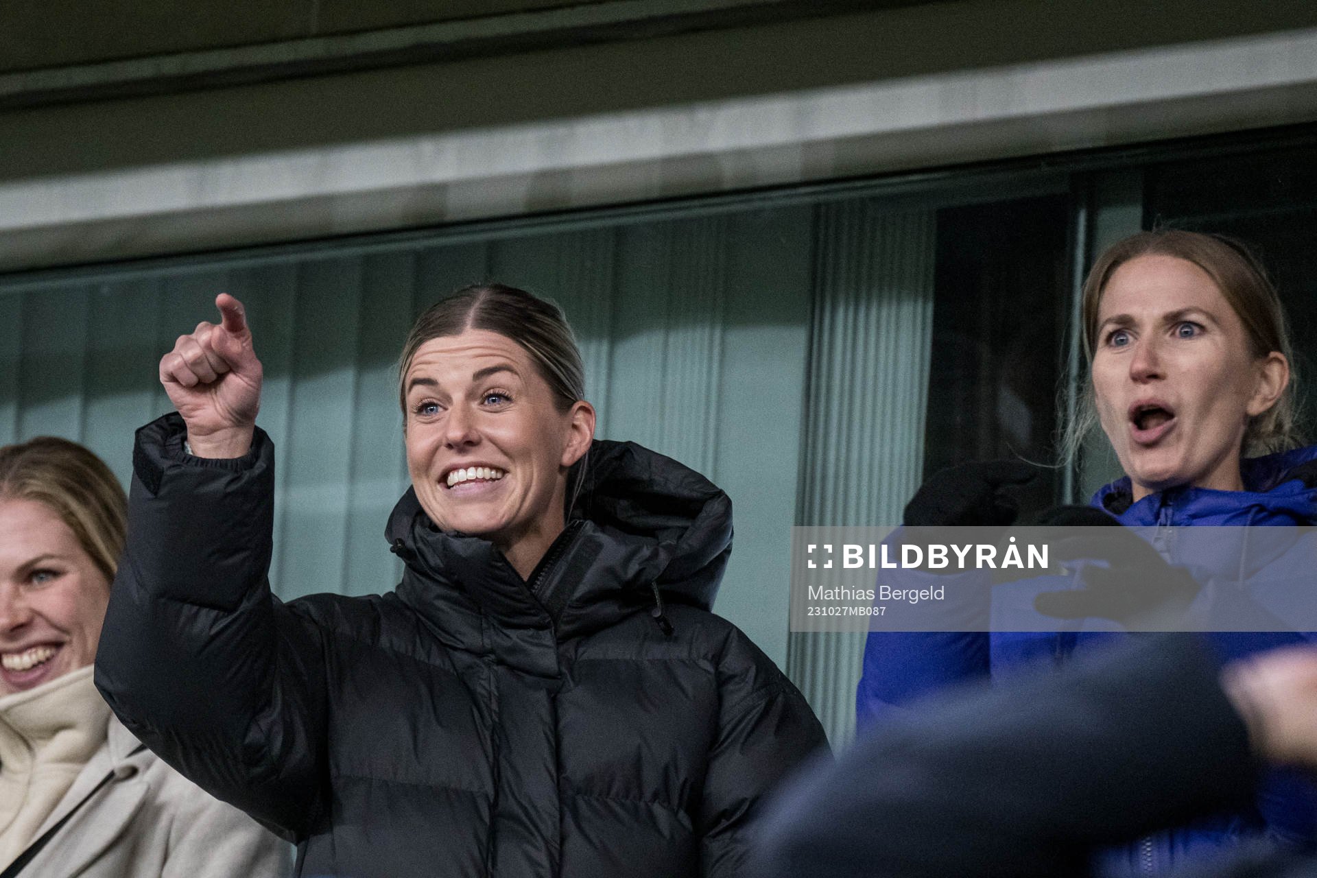 Olivia Schough and Emma Berglund in the stands