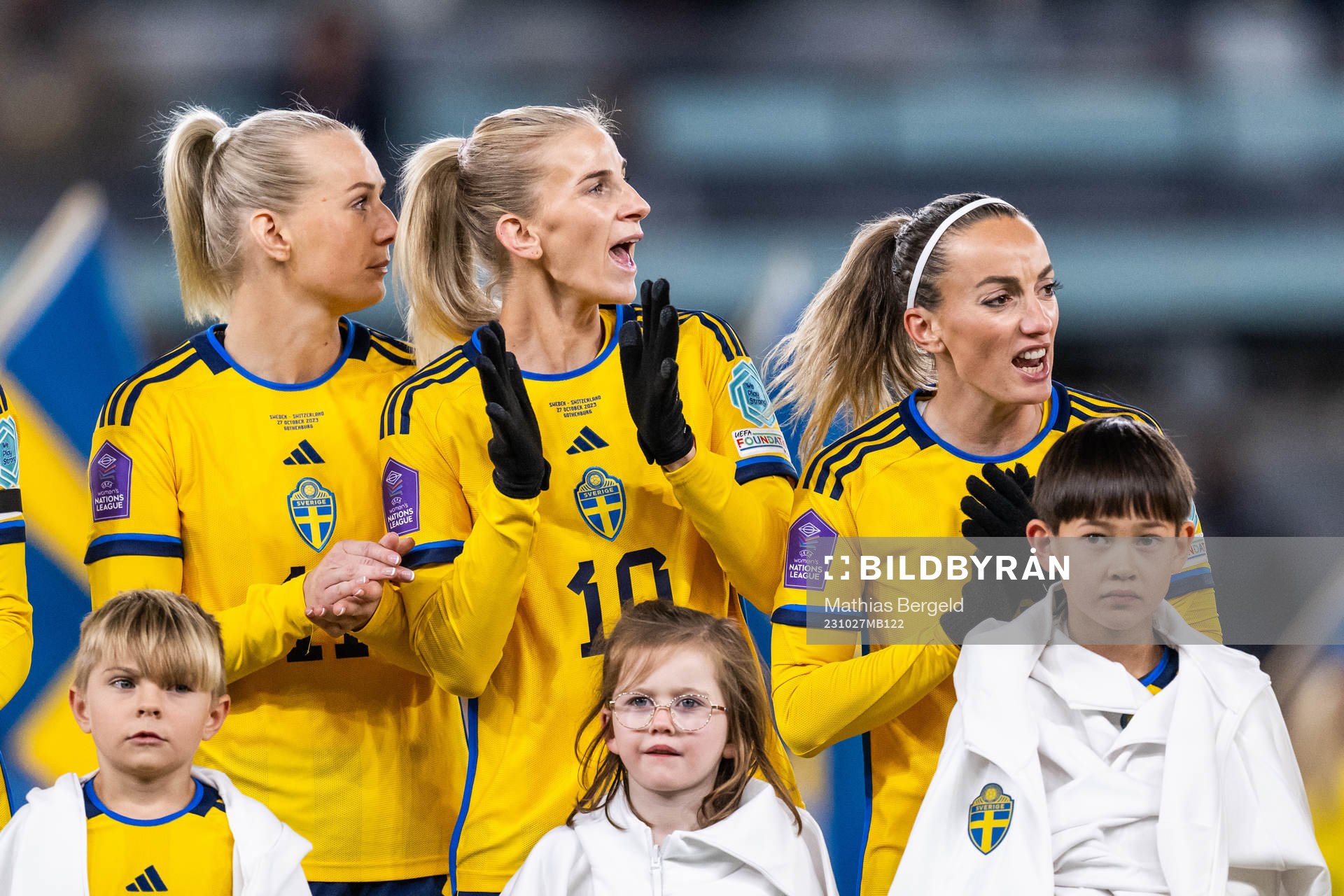 Stina Blackstenius, Sofia Jakobsson and Johanna Rytting