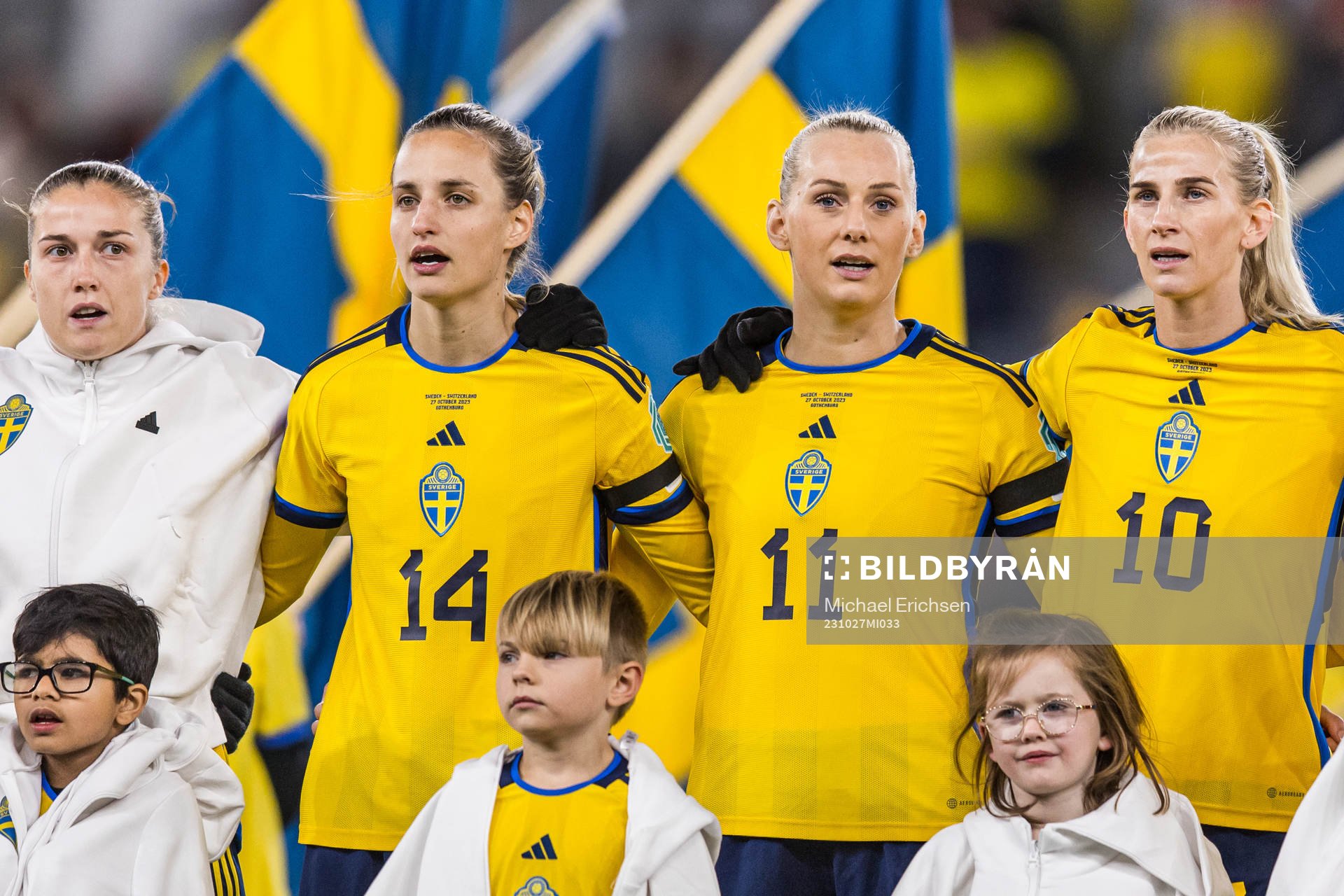 Nathalie Björn, Stina Blackstenius and Sofia Jakobsson of
