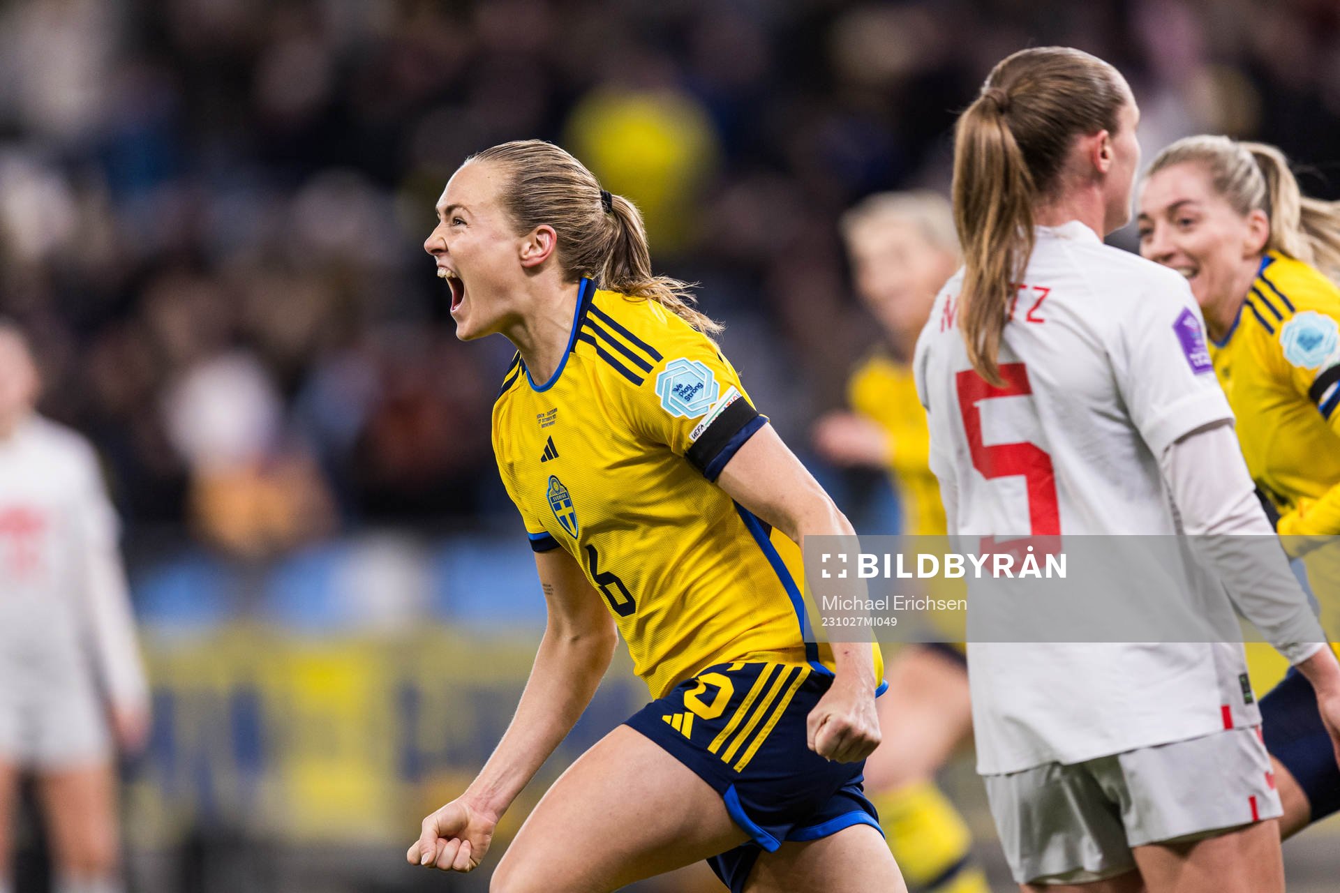Magdalena Eriksson of Sweden celebrates the 1-0 goal