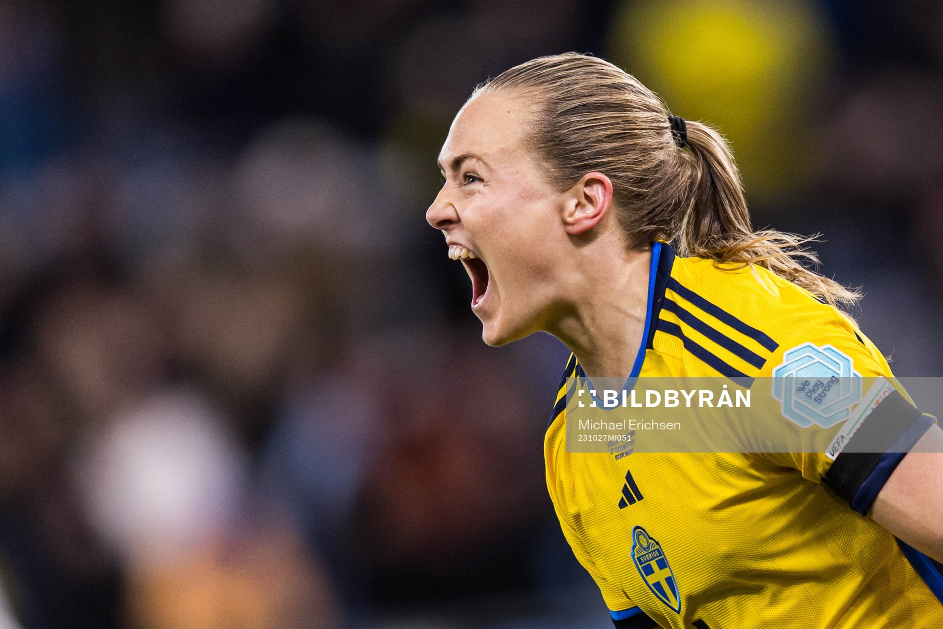 Magdalena Eriksson of Sweden celebrates the 1-0 goal