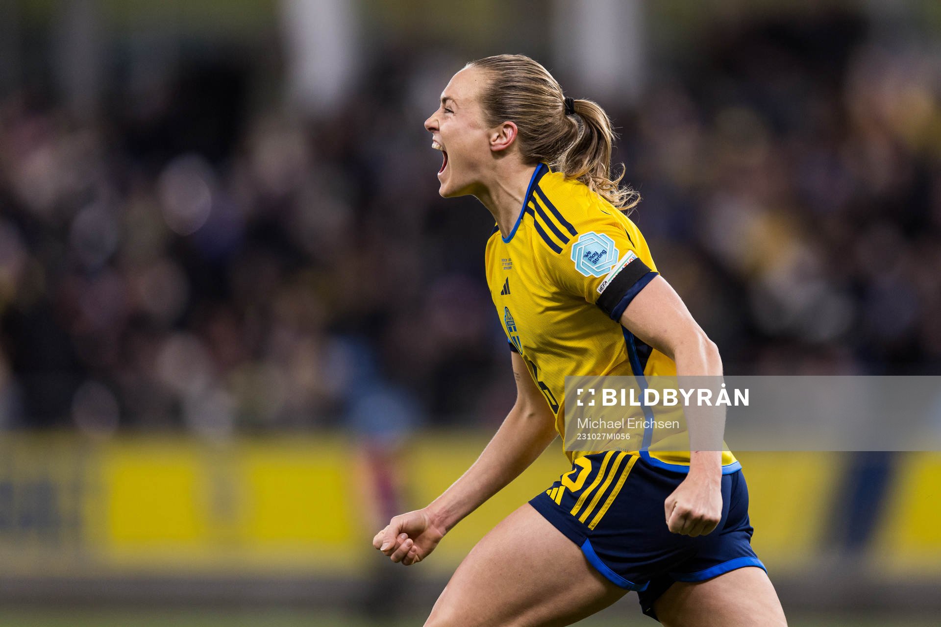 Magdalena Eriksson of Sweden celebrates the 1-0 goal