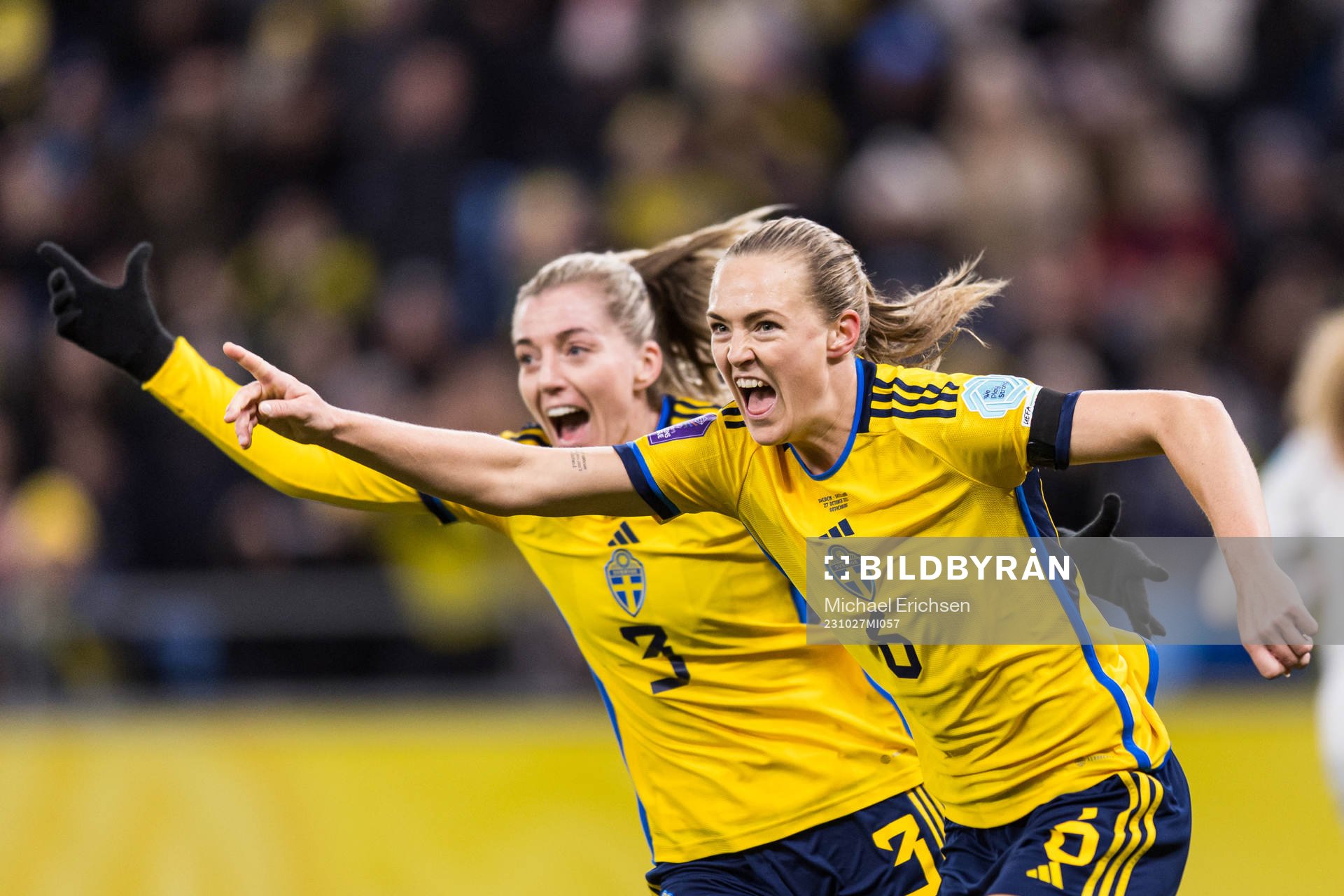 Magdalena Eriksson of Sweden celebrates the 1-0 goal