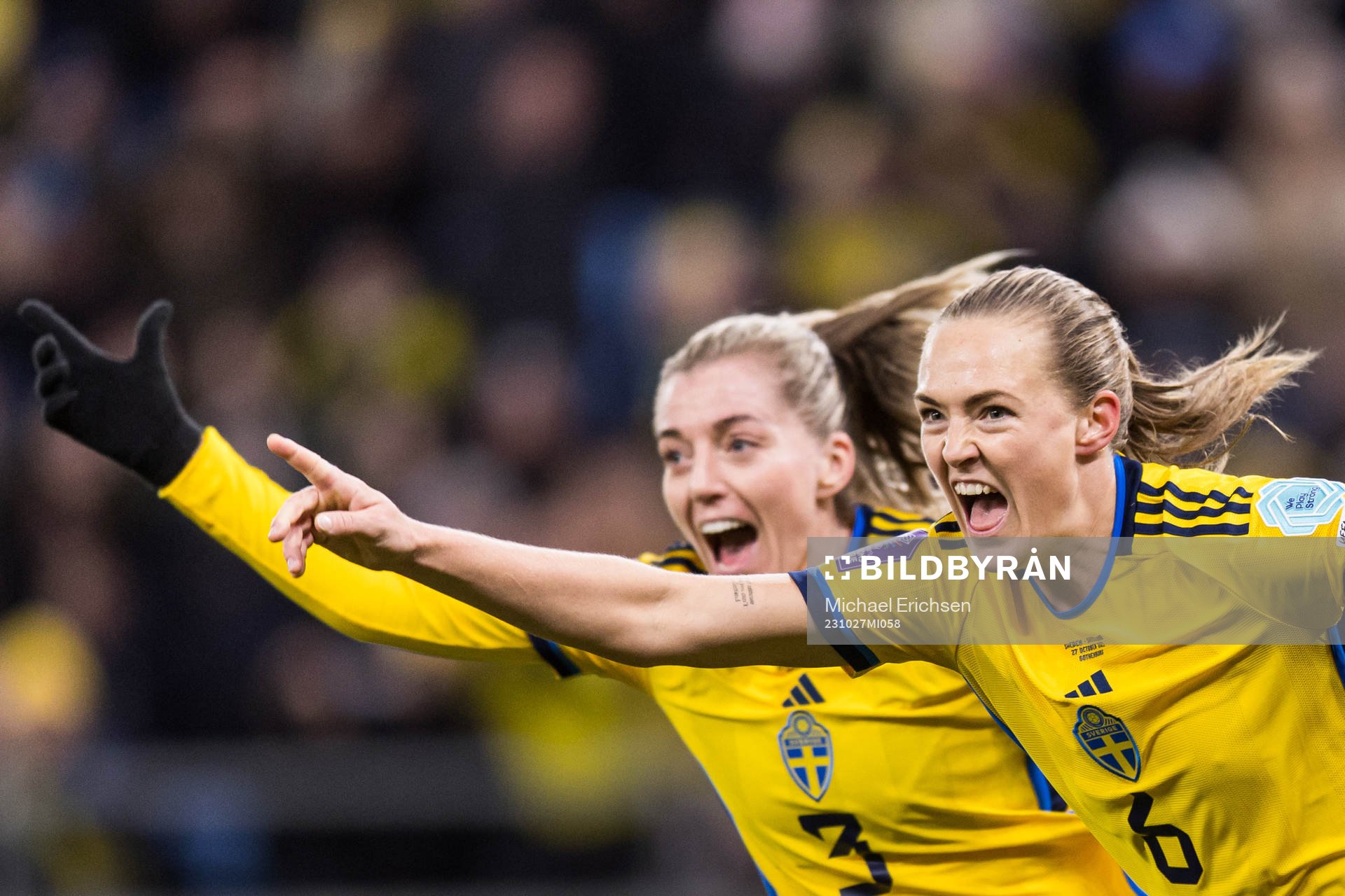 Magdalena Eriksson of Sweden celebrates the 1-0 goal