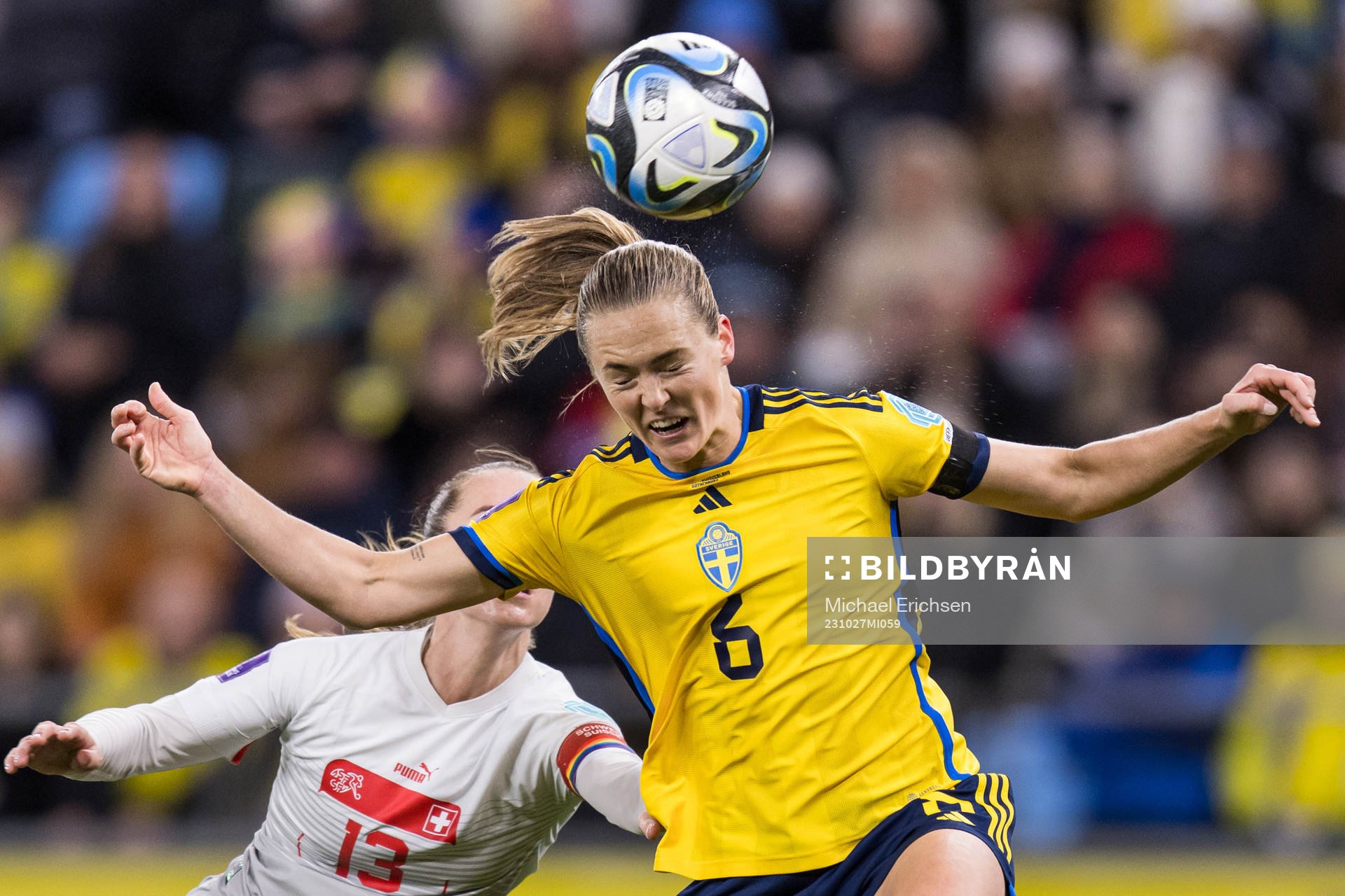 Magdalena Eriksson of Sweden scores the 1-0 goal