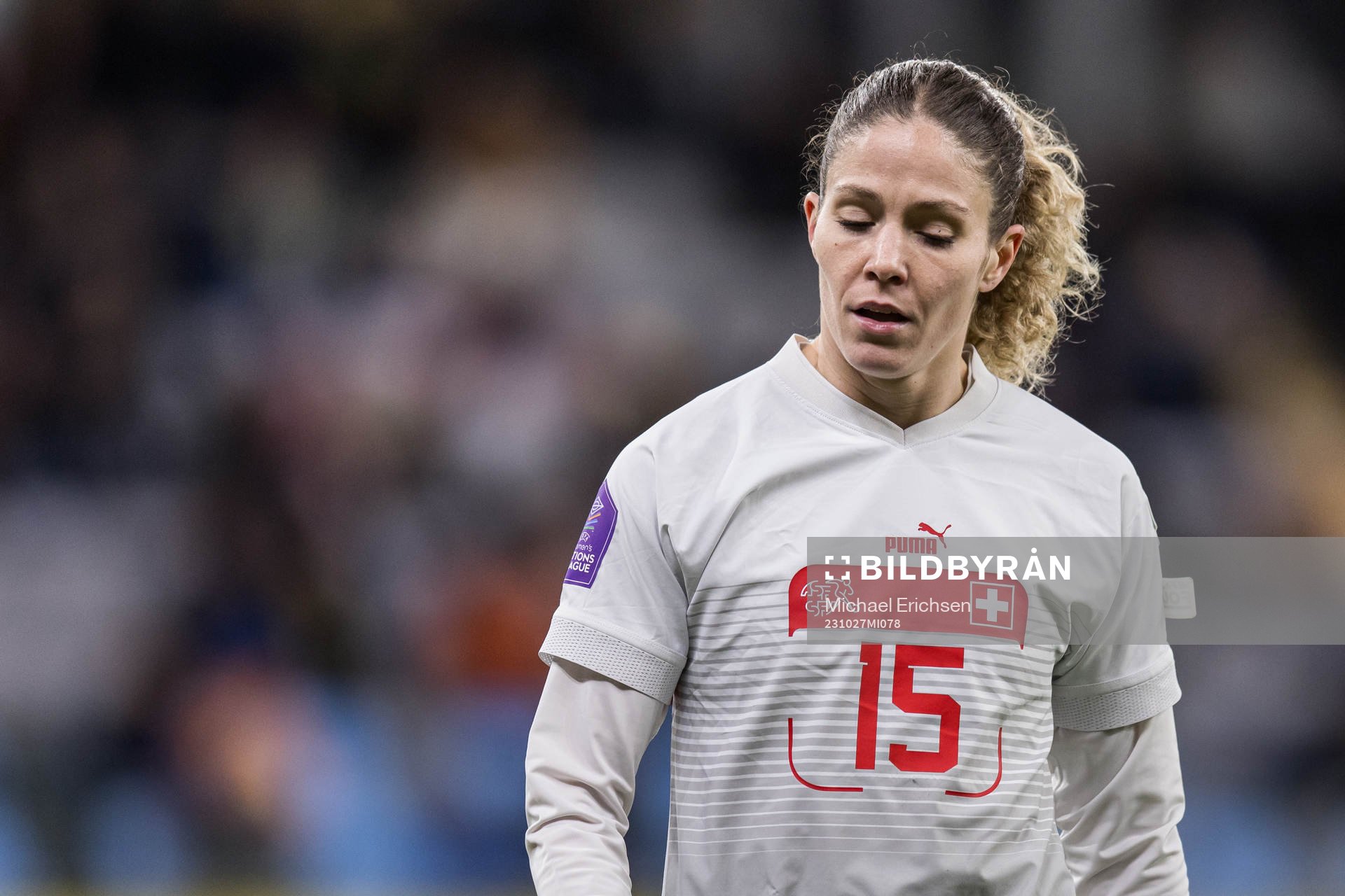 Luana Buhler of Switzerland looks dejected
