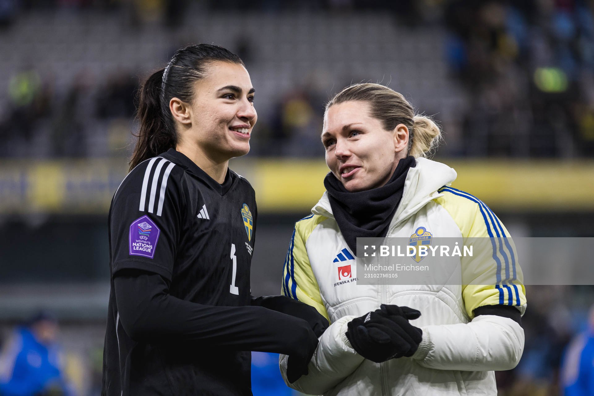goalkeeper Zecira Musovic and goalkeeper Jennifer Falk of