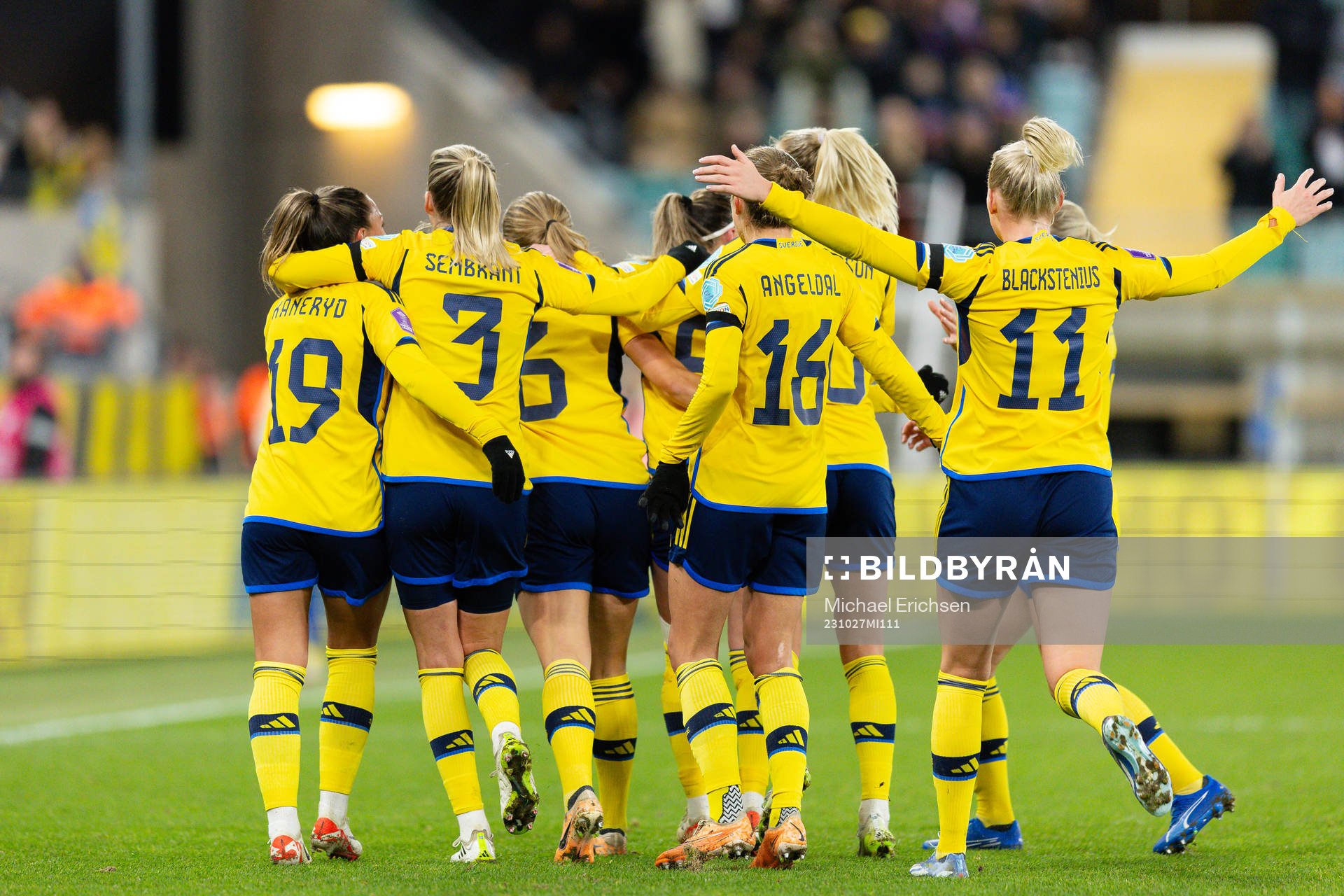 Magdalena Eriksson of Sweden celebrates scoring 1-0 with