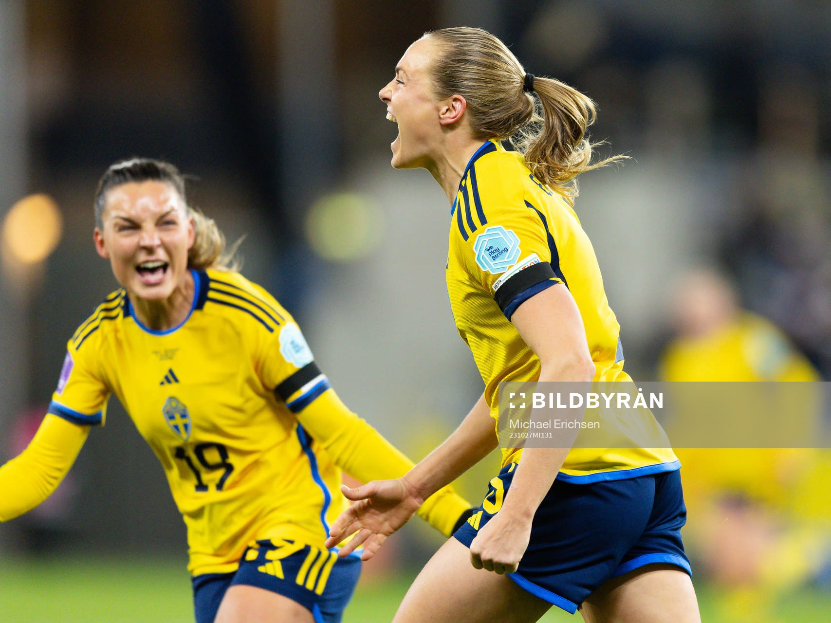Magdalena Eriksson of Sweden celebrates scoring 1-0 with