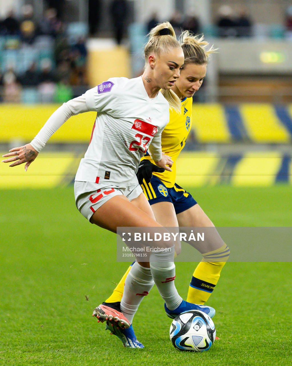 Alisha Lehmann of Switzerland and Nathalie Björn