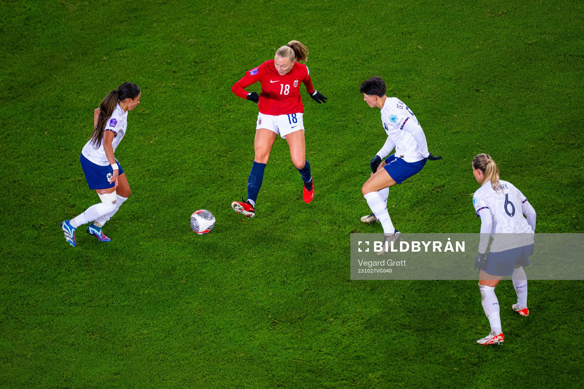 Frida Maanum of Norway in action against Selma Bacha, Elisa