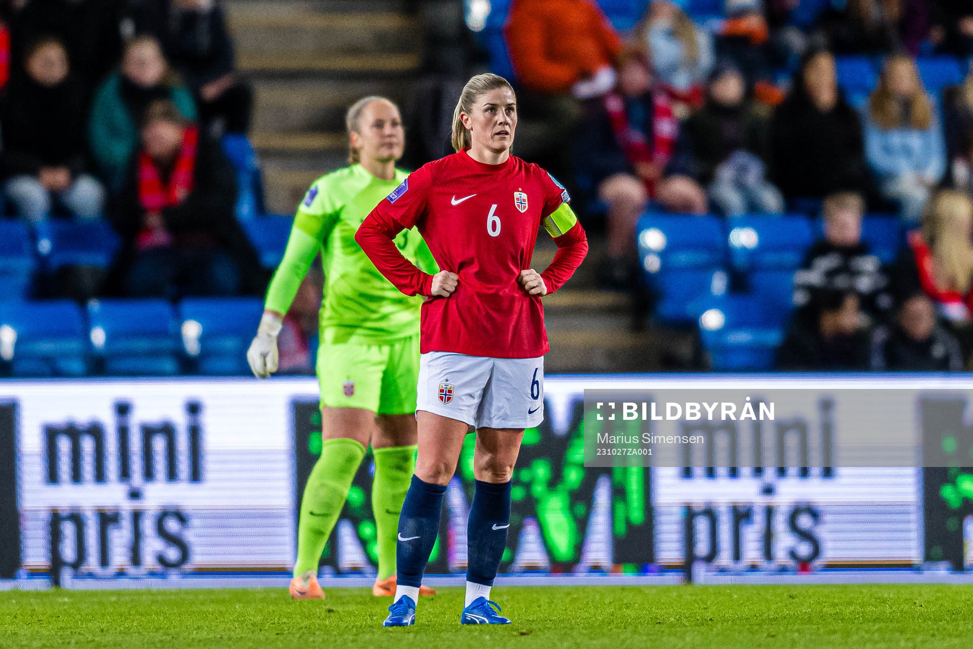 Maren Mjelde of Norway looks dejected