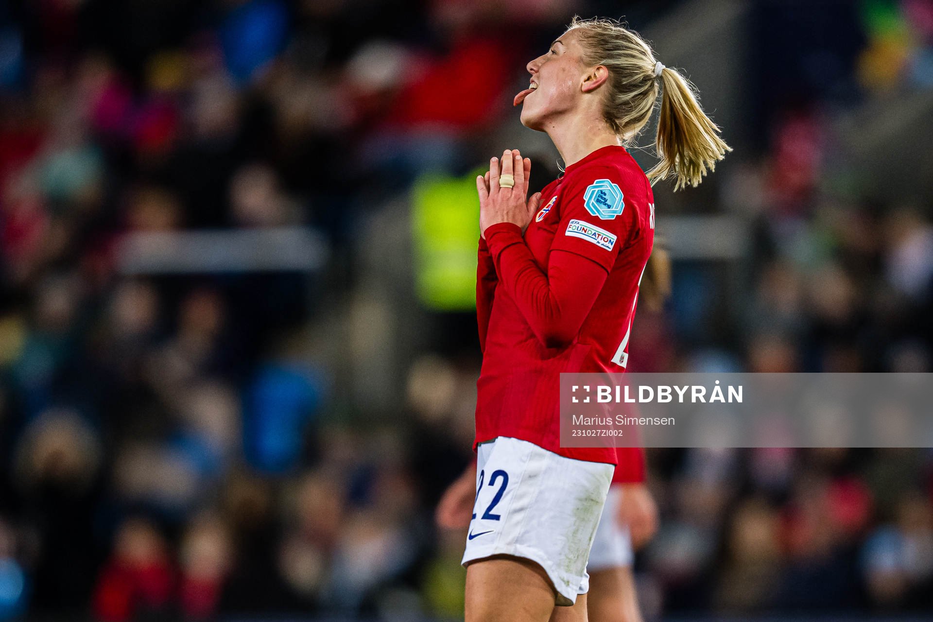 Sophie Román Haug of Norway reacts