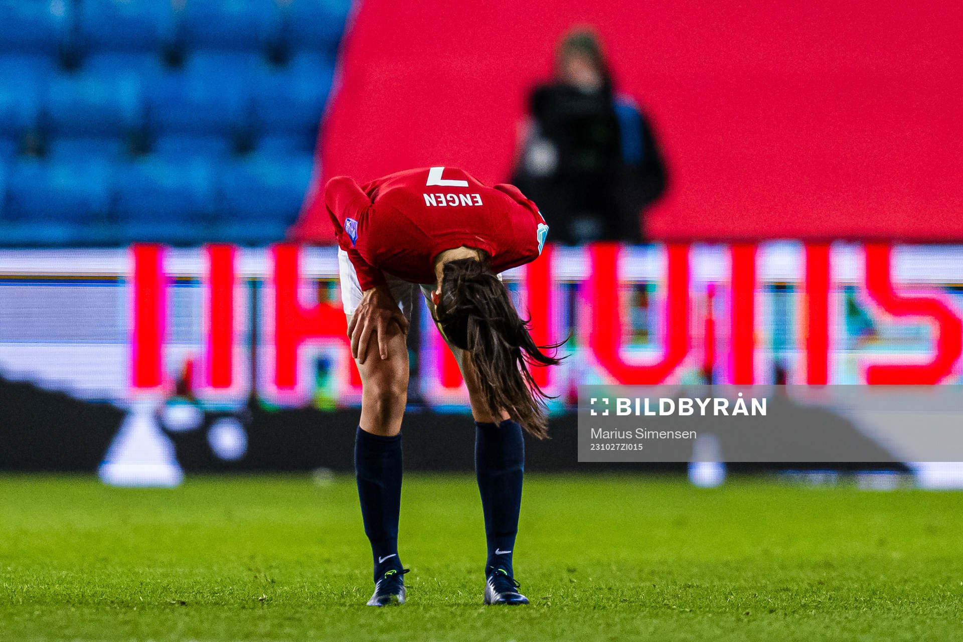 Ingrid Syrstad Engen of Norway reacts at the final whistle