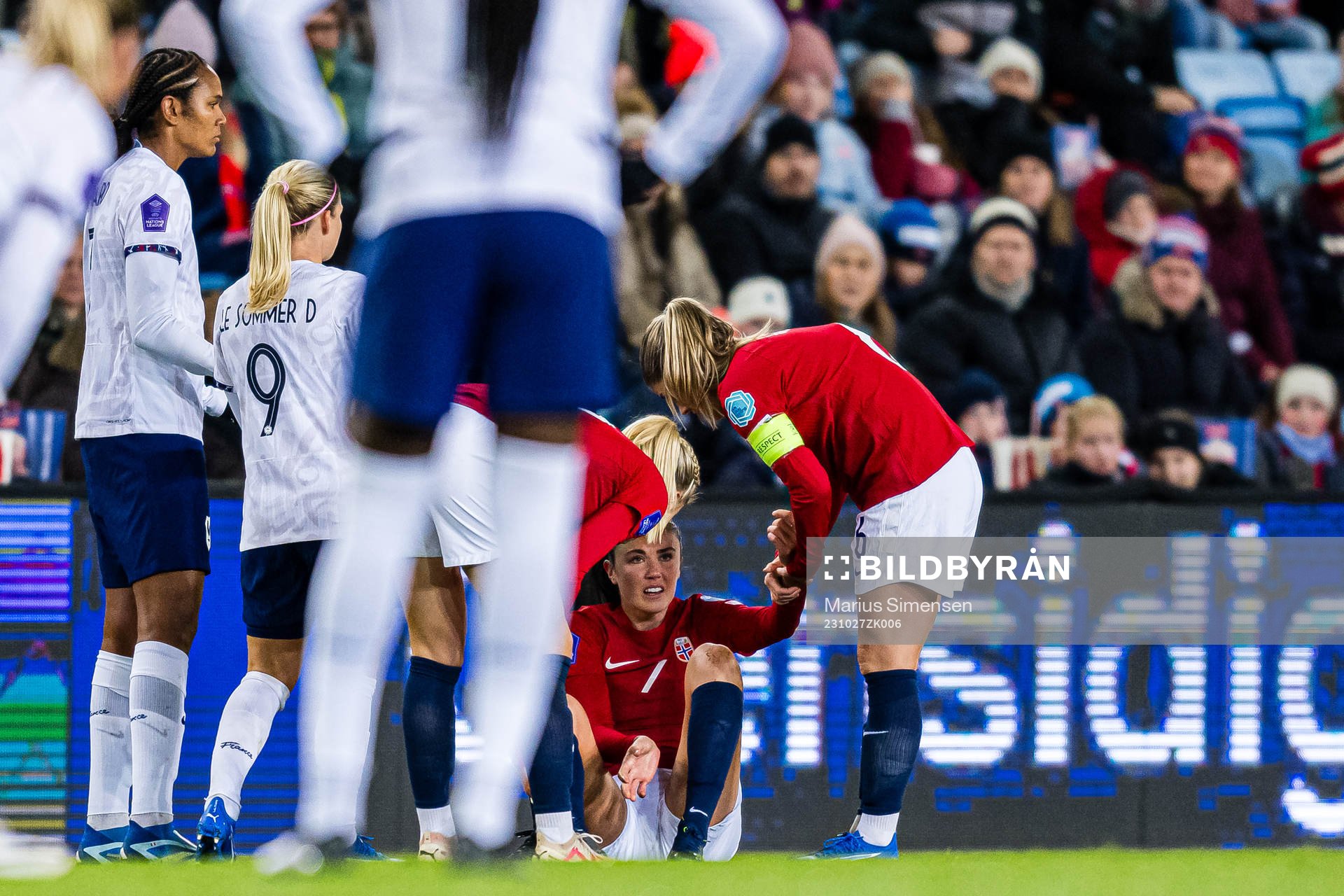 Ingrid Syrstad Engen of Norway in pain
