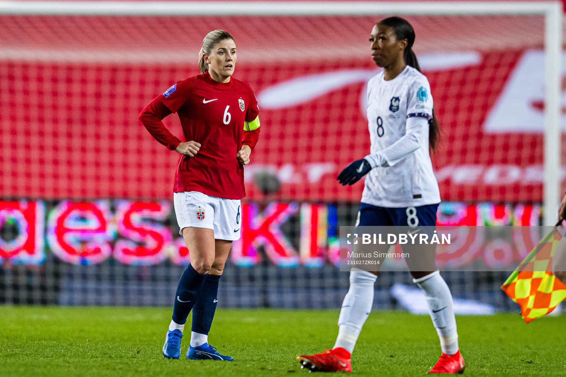 Maren Mjelde of Norway looks dejected