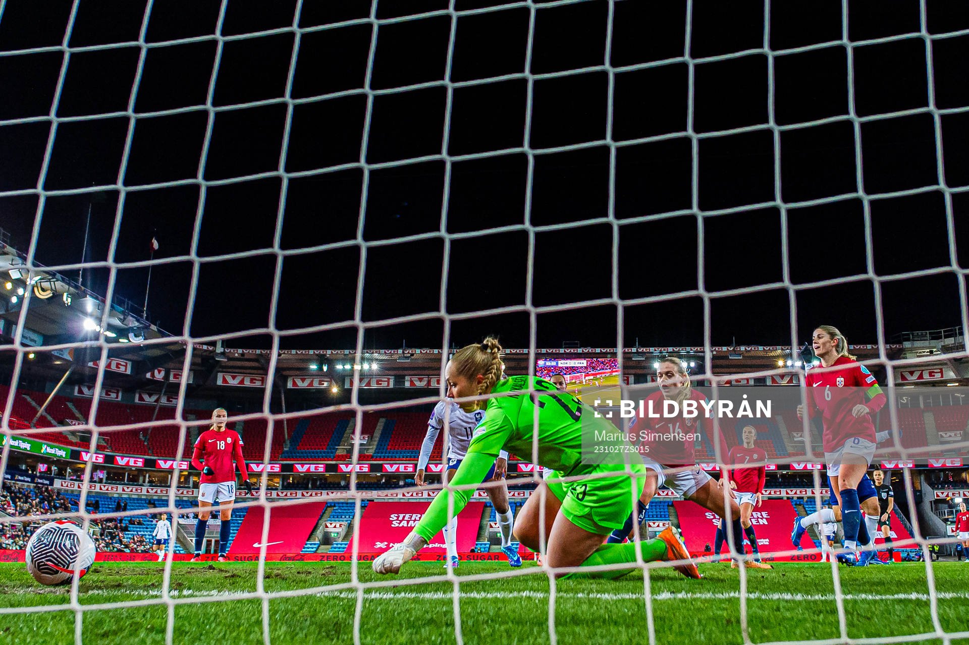 Maren Mjelde of Norway scores an own goal