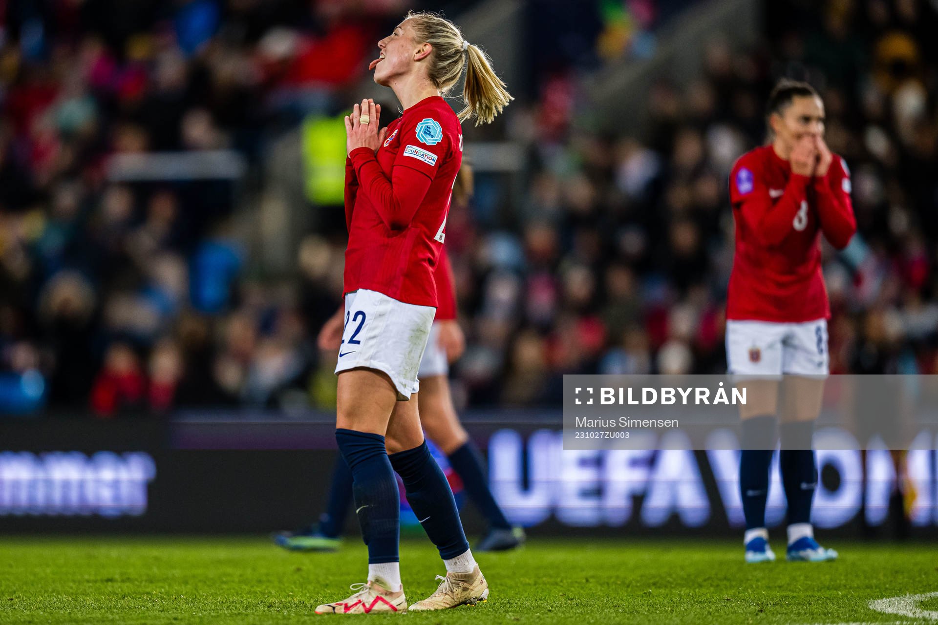 Sophie Román Haug of Norway reacts