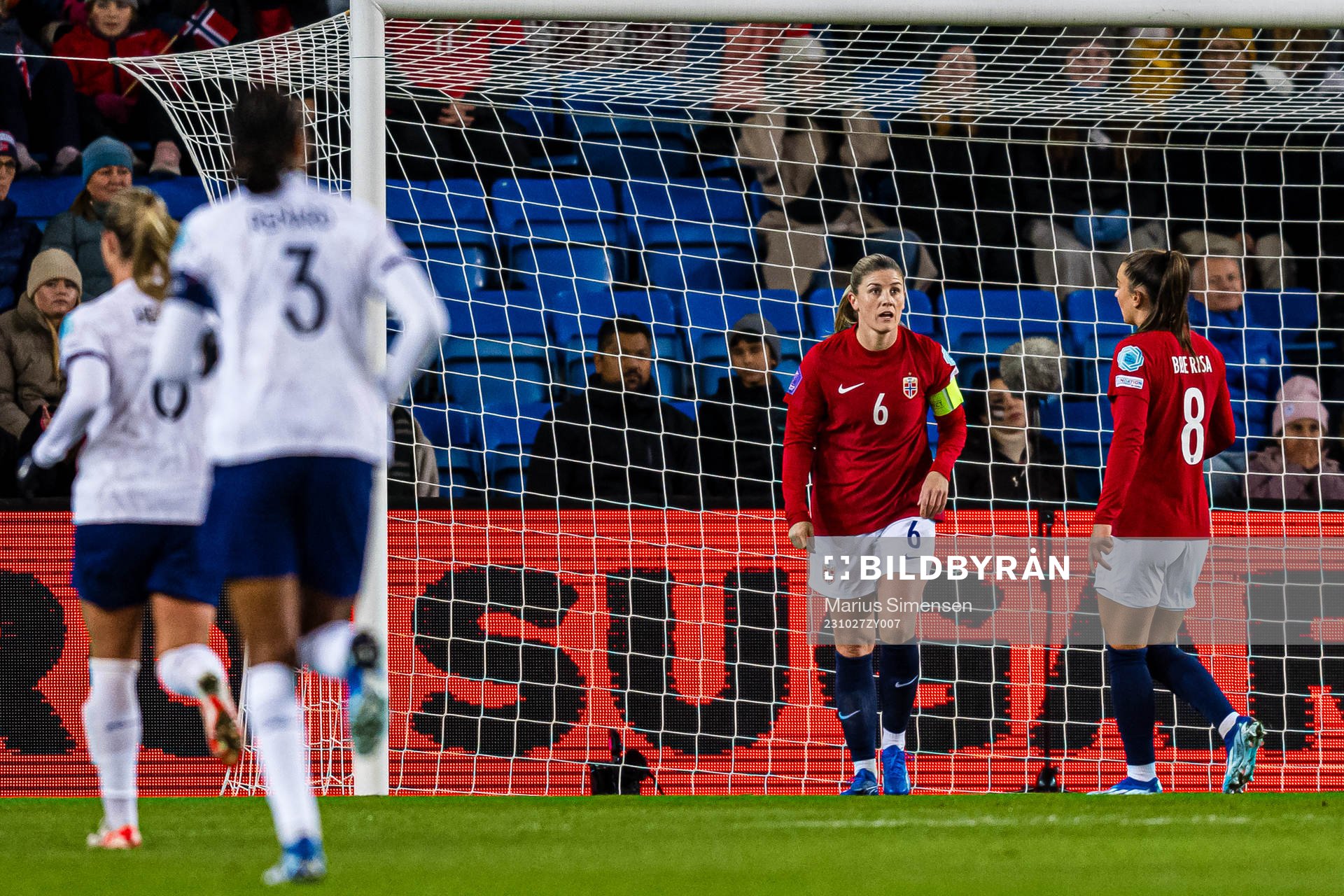 Maren Mjelde of Norway looks dejected