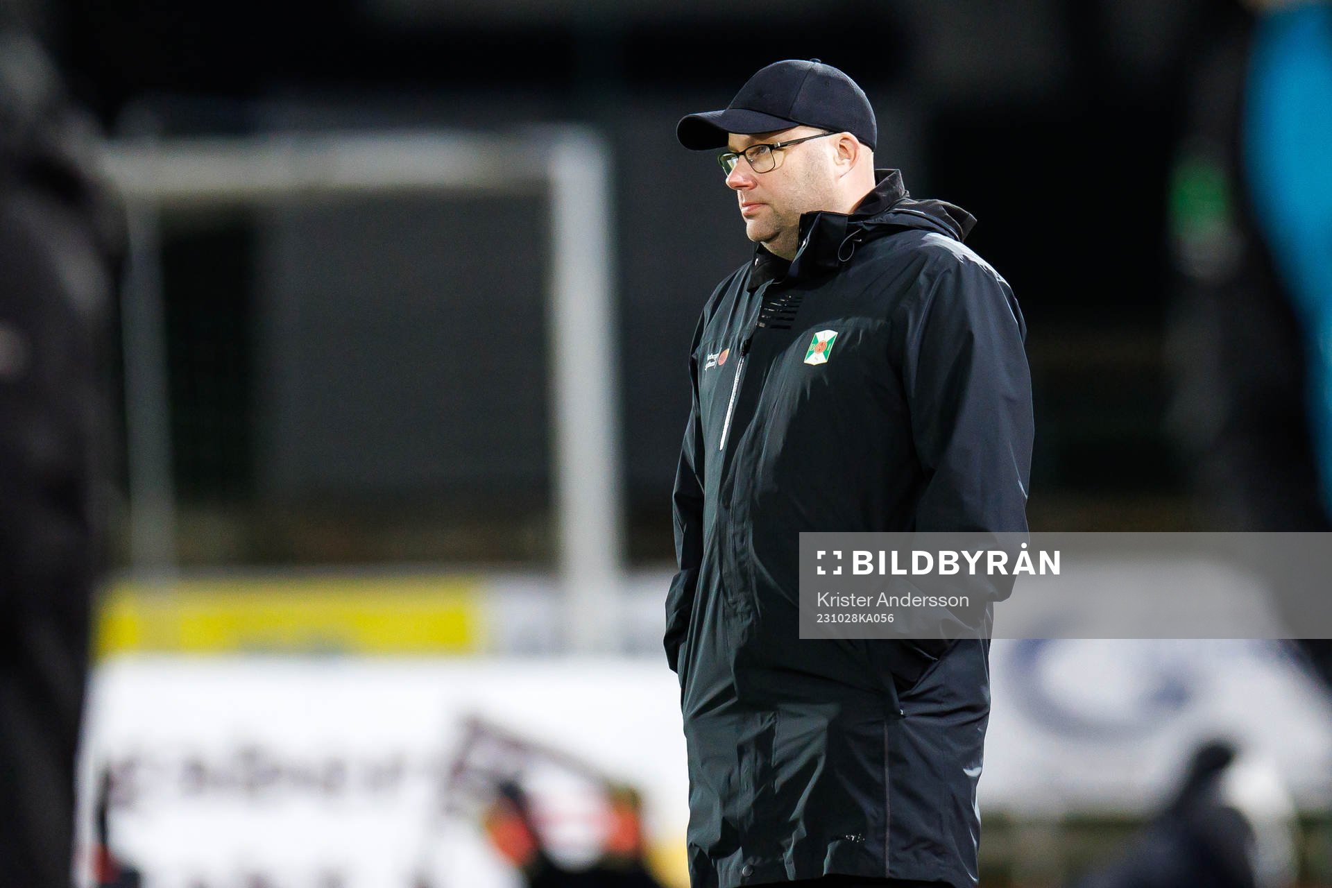 Varbergs tränare Martin Skogman under fotbollsmatchen i Allsvenskan mellan Varberg och Degerfors den 28 oktober 2023 i Varberg. 