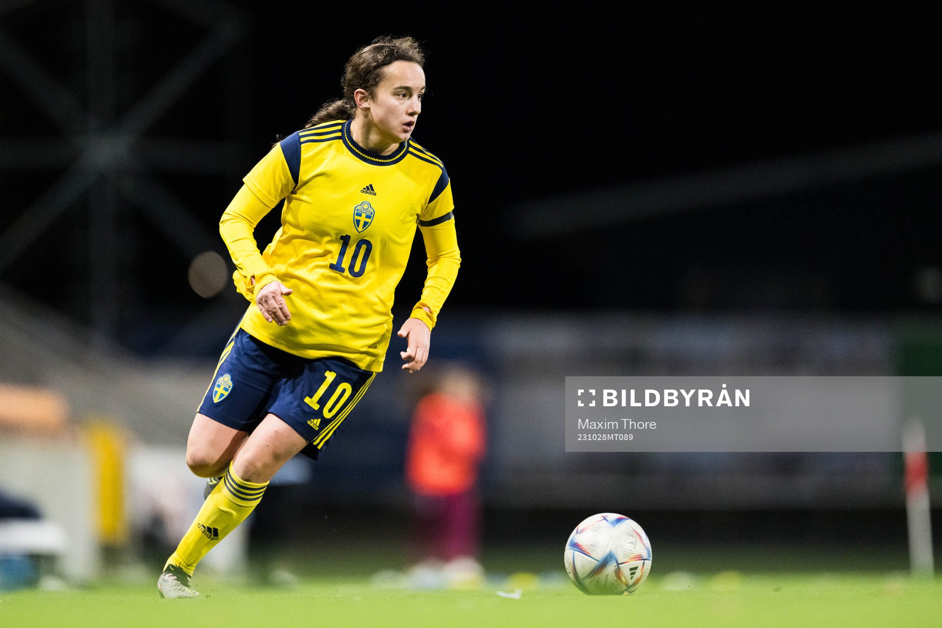 Victoria Svanström of Sweden during the UEFA Women's under-19 Euro Qualifier football match between Spain and Sweden on October 28, 2023 in Västerås.