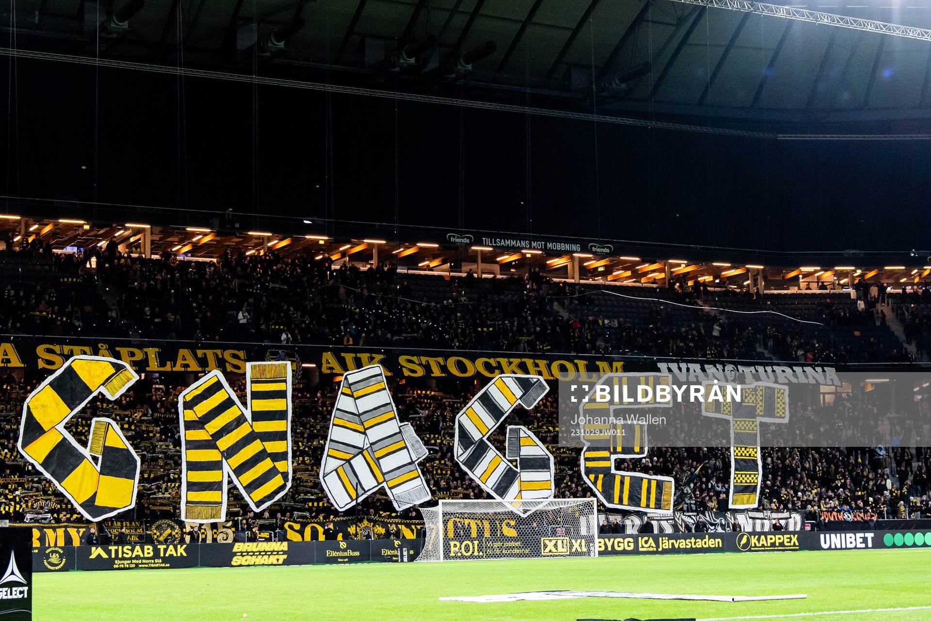 AIKs supportrar med ett tifo