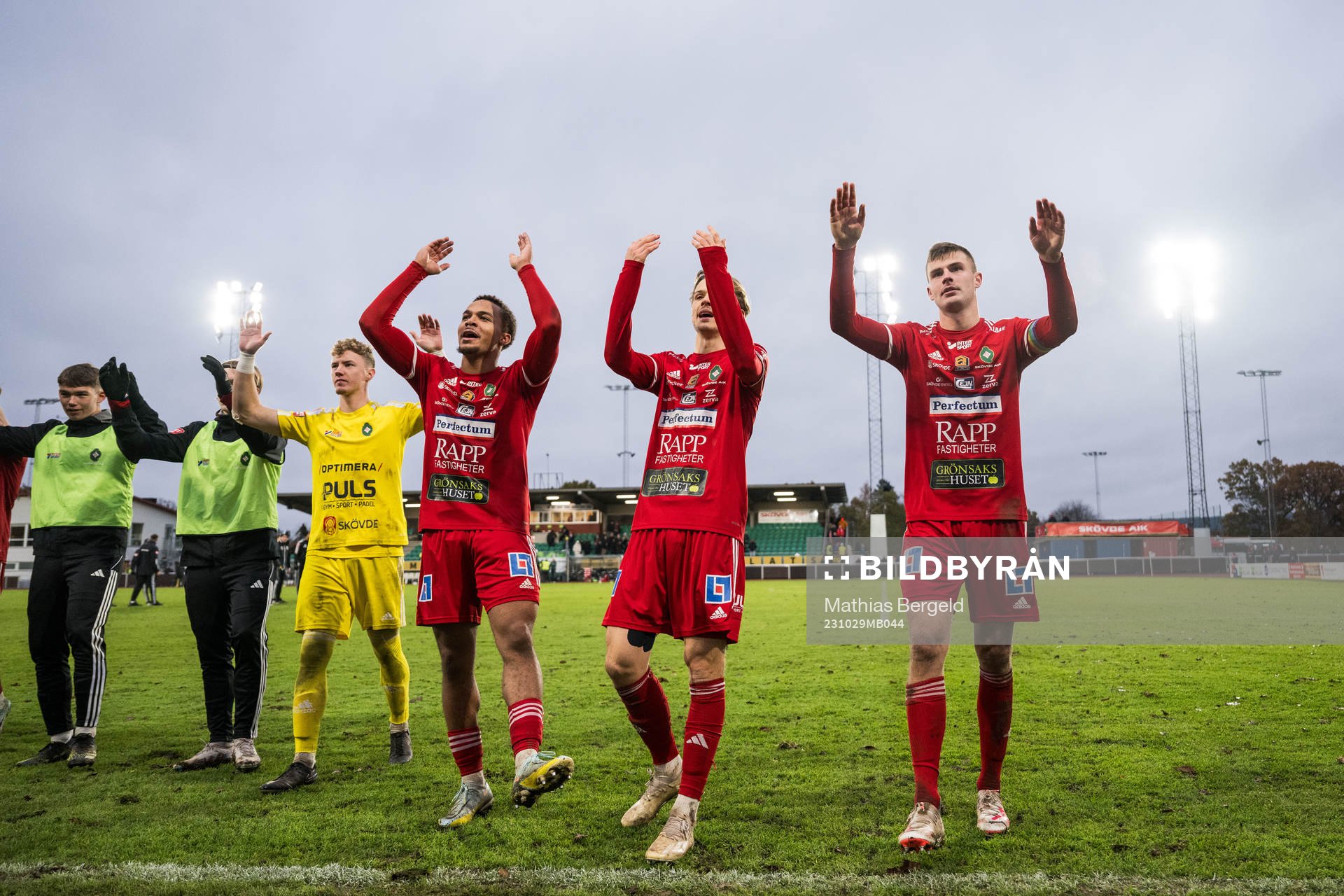 Skövde AIKs målvakt Otto Lindell, Darrell Kamdem Tibell,
