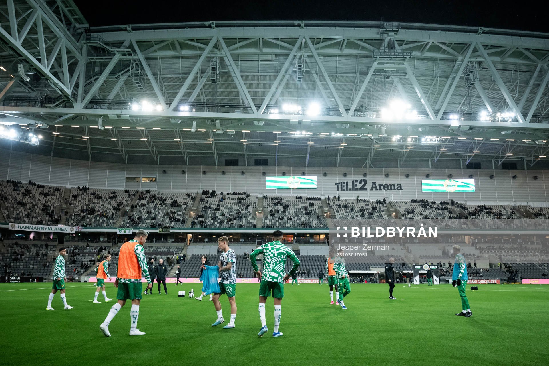 Hammarbys spelare värmer upp