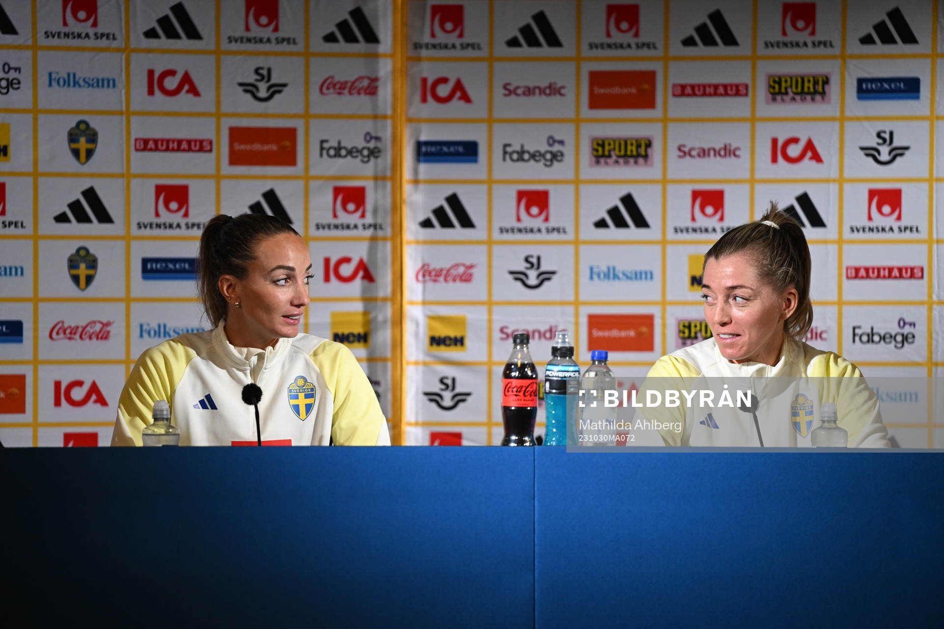Kosovare Asllani and Linda Sembrant of the Swedish women's